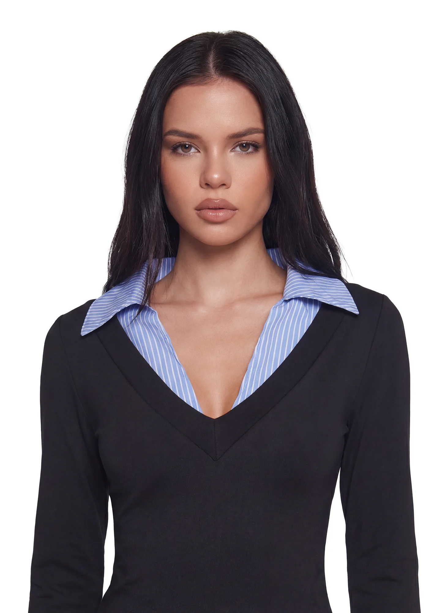 Eleanor Collared Long Sleeve Top - Striped - Image 5