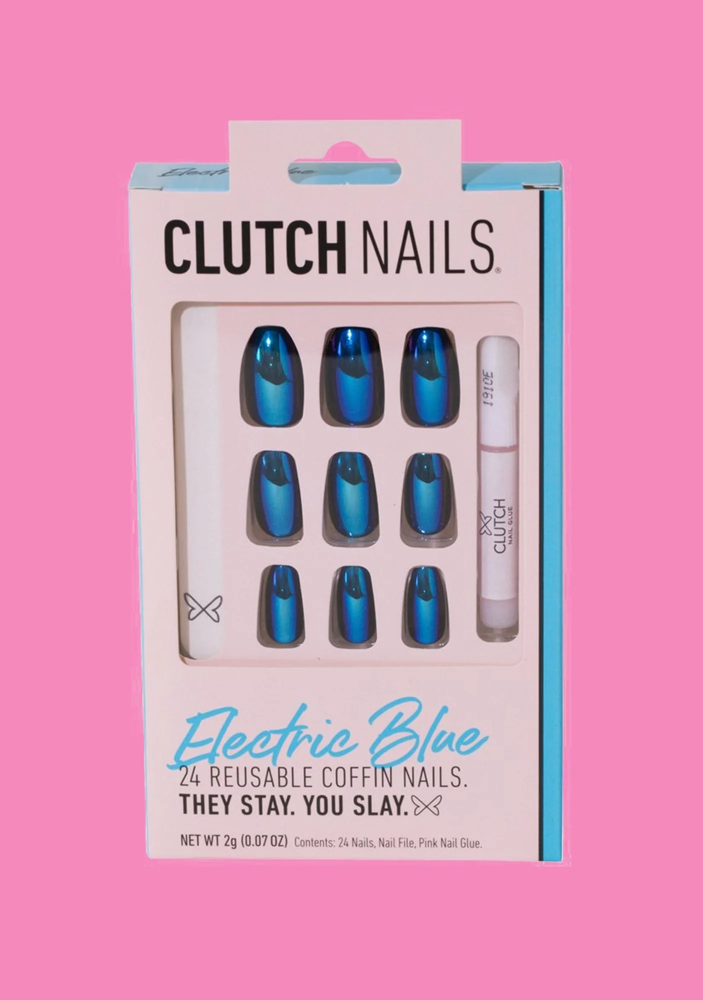 Electric Blue Coffin Press On Nails - Image 2