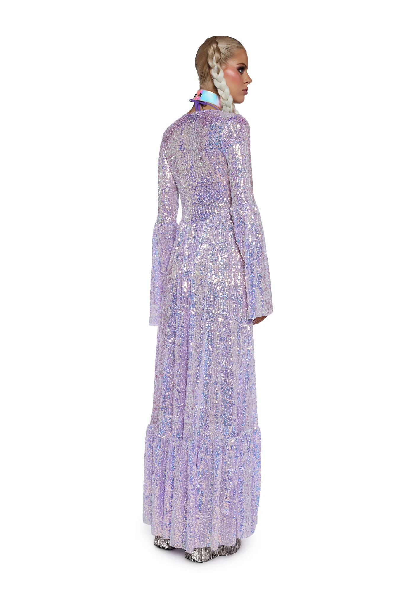 Electric Daze Sequin Duster- Light Purple - Image 4