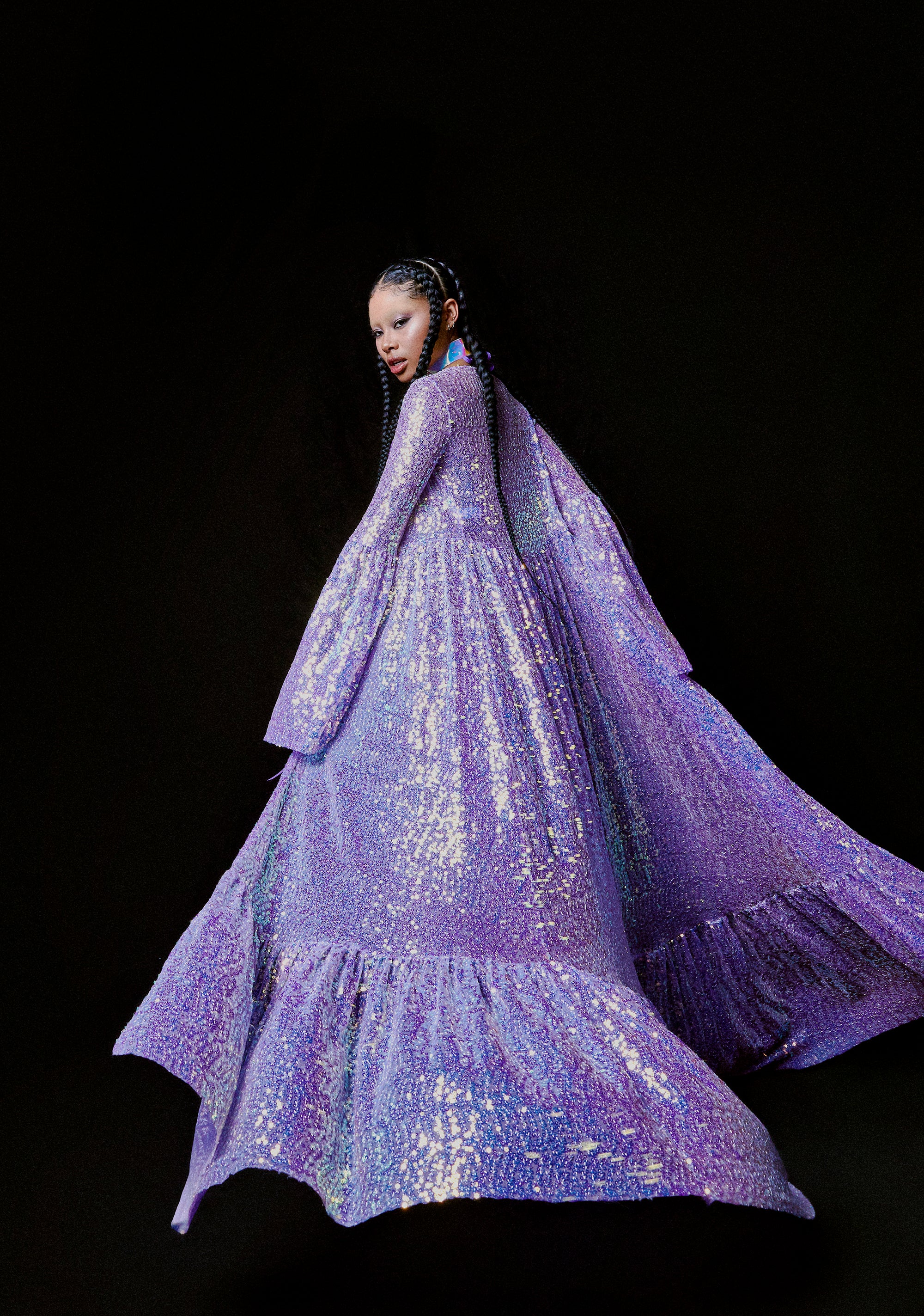 Electric Daze Sequin Duster- Light Purple - Image 6