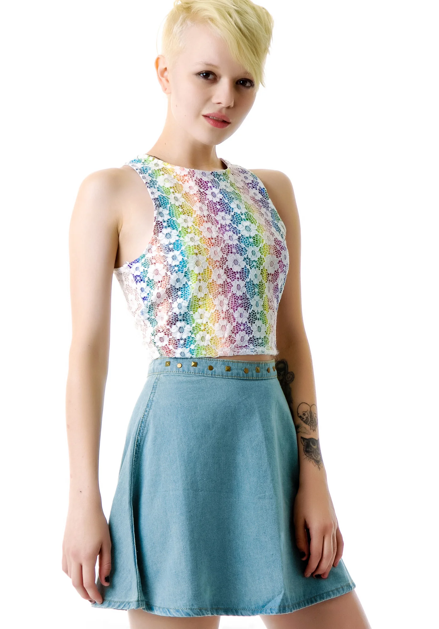 Ellie May Studded Denim Circle Skirt - Image 3