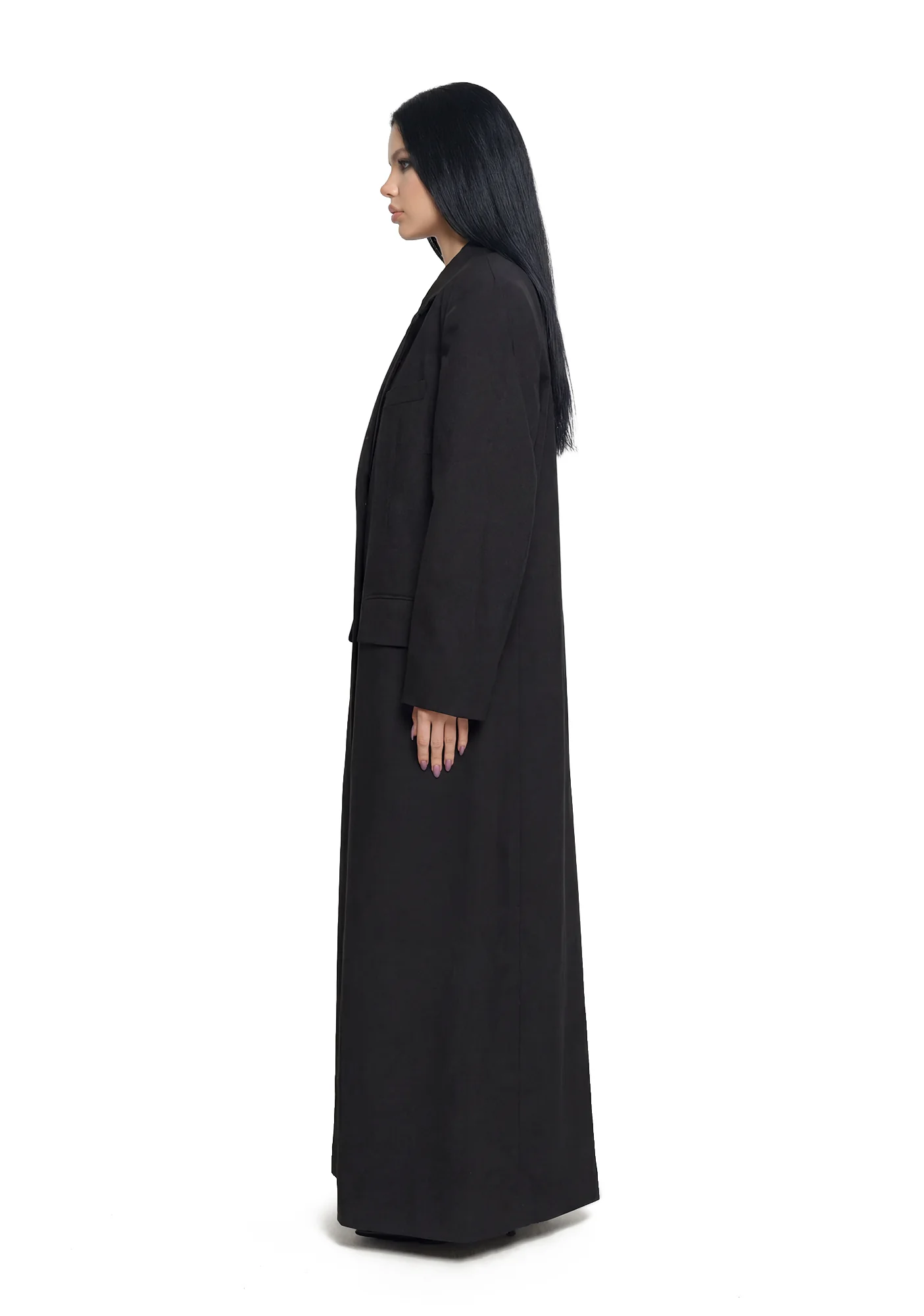 Elongated Blazer Coat - Black - Image 3