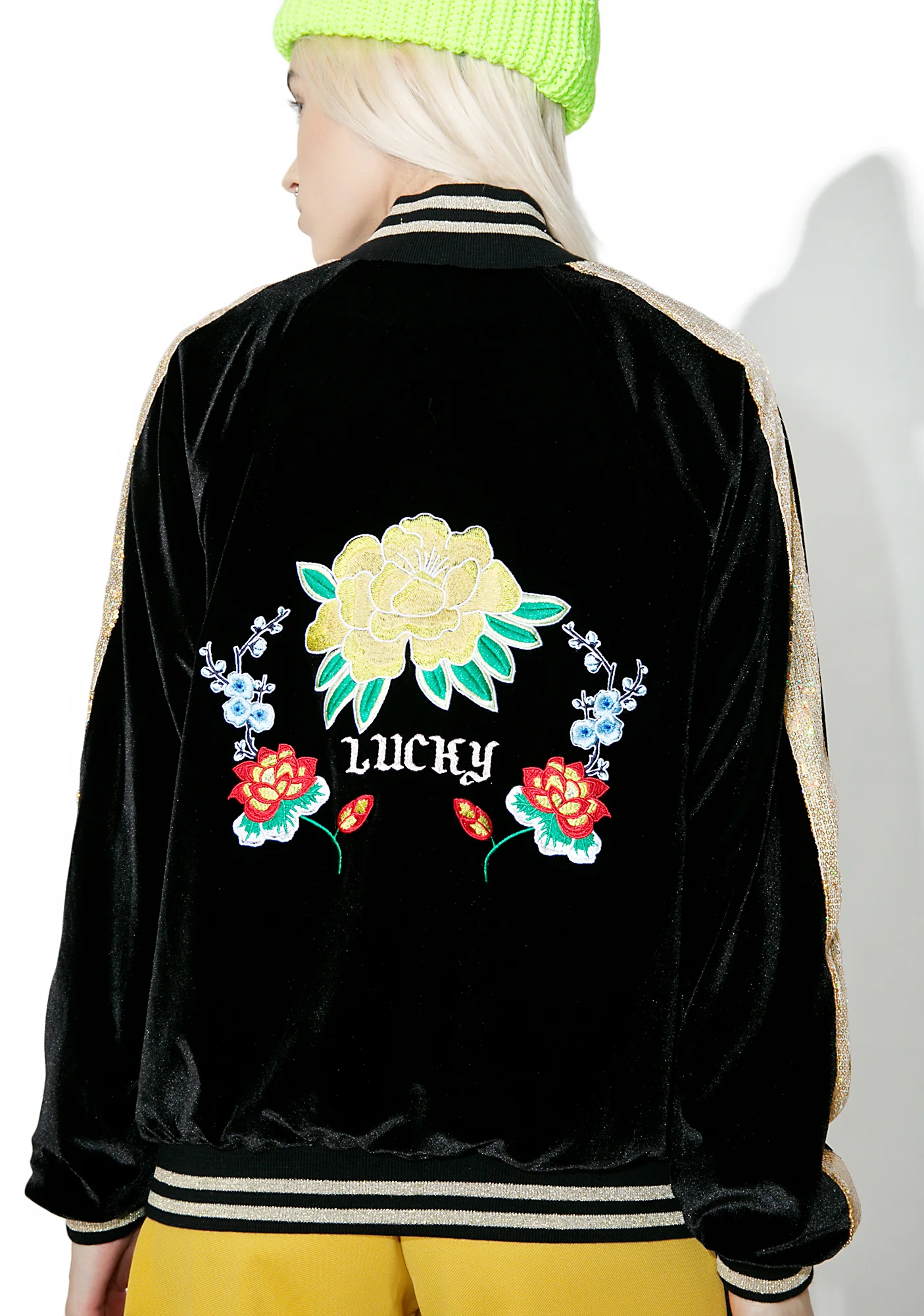 Embroidered Velvet & Sequin Bomber Jacket - Image 2