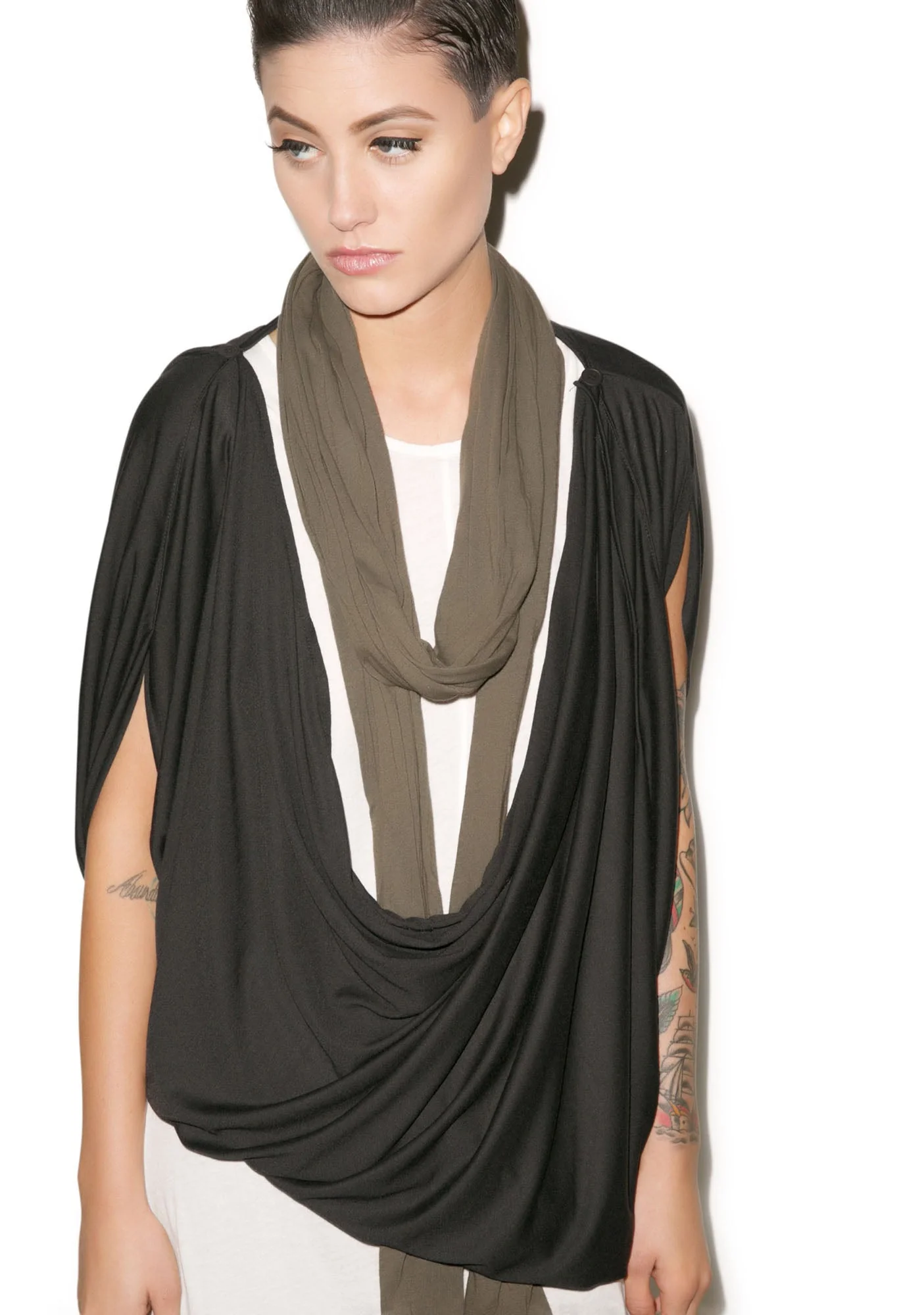 Empire Cowl Neck Tank - Dark Green - Image 6