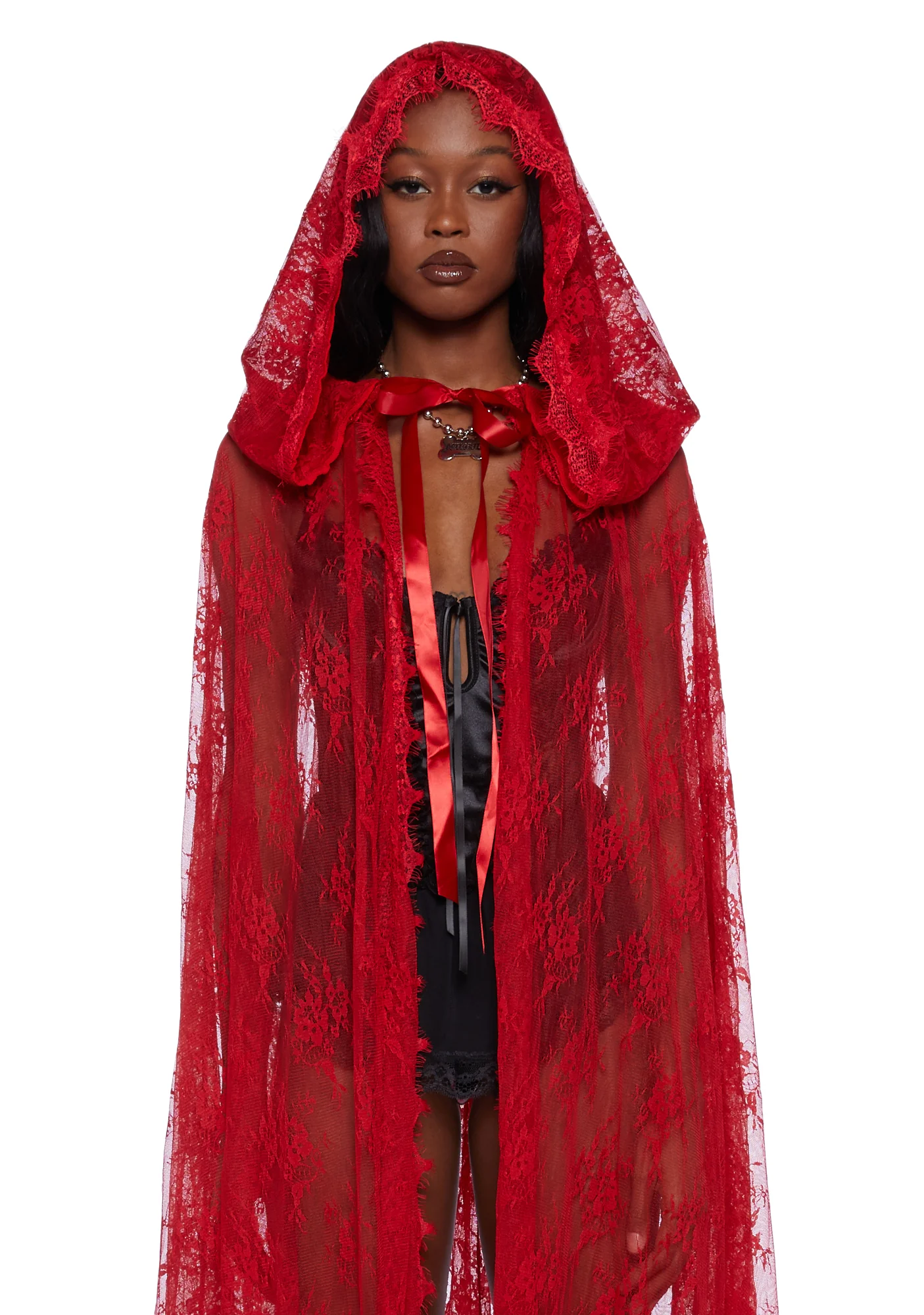 Endless Sorrow Lace Cape - Red - Image 2