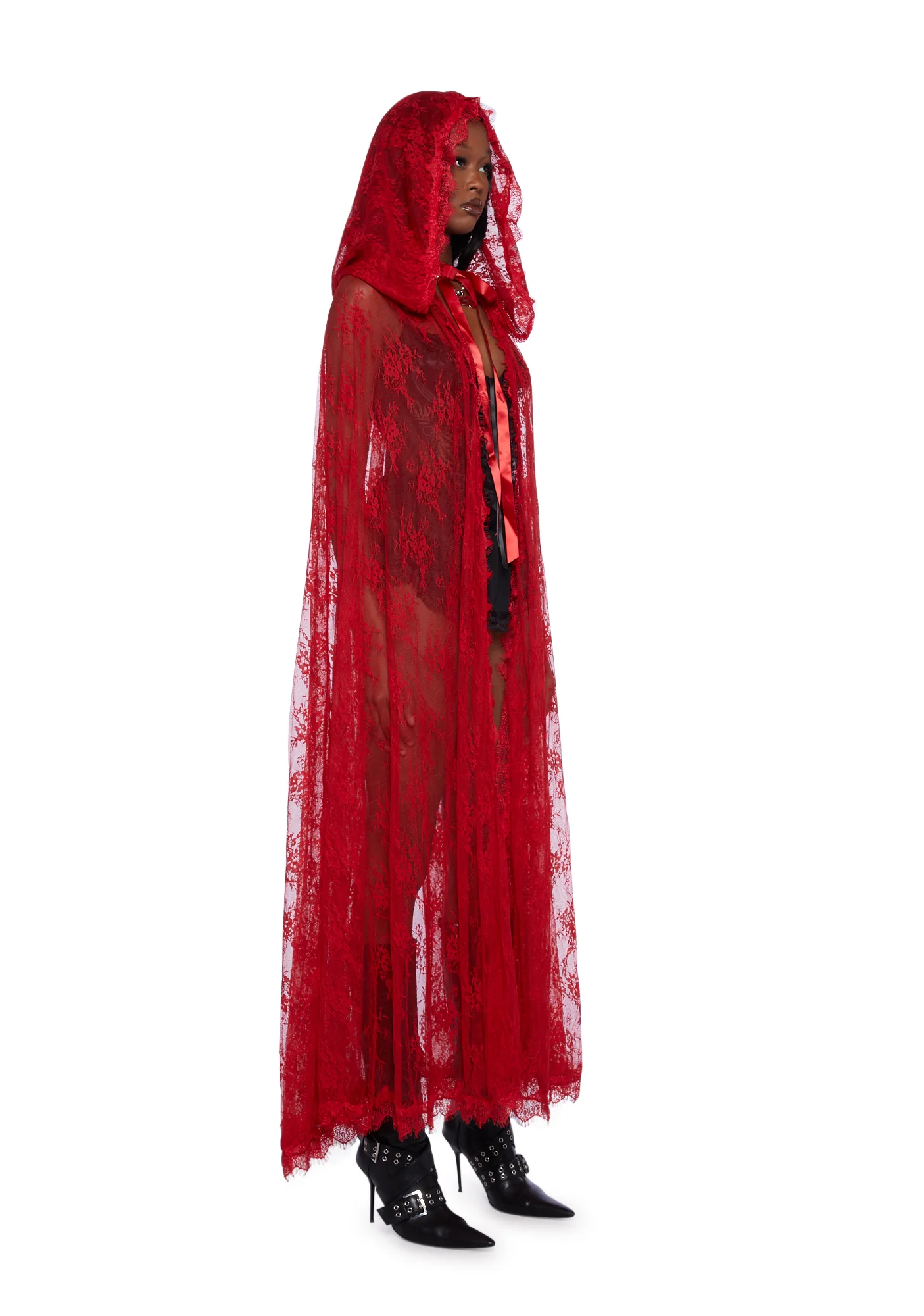Endless Sorrow Lace Cape - Red - Image 3