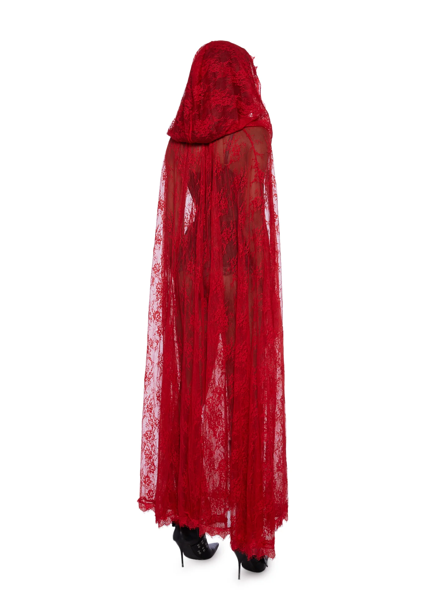 Endless Sorrow Lace Cape - Red - Image 4