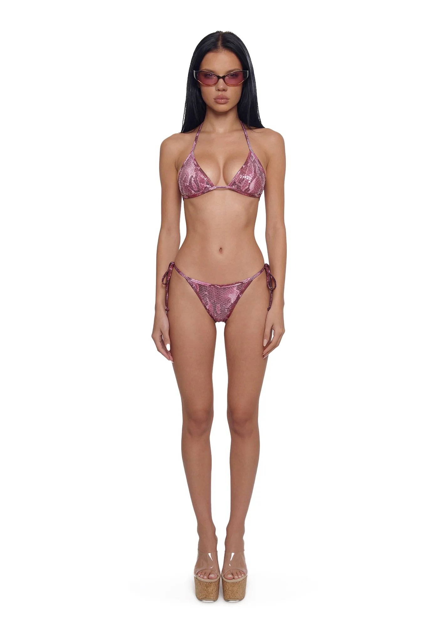 Exotic Isle Sequin Triangle Bikini Set - Pink - Image 2