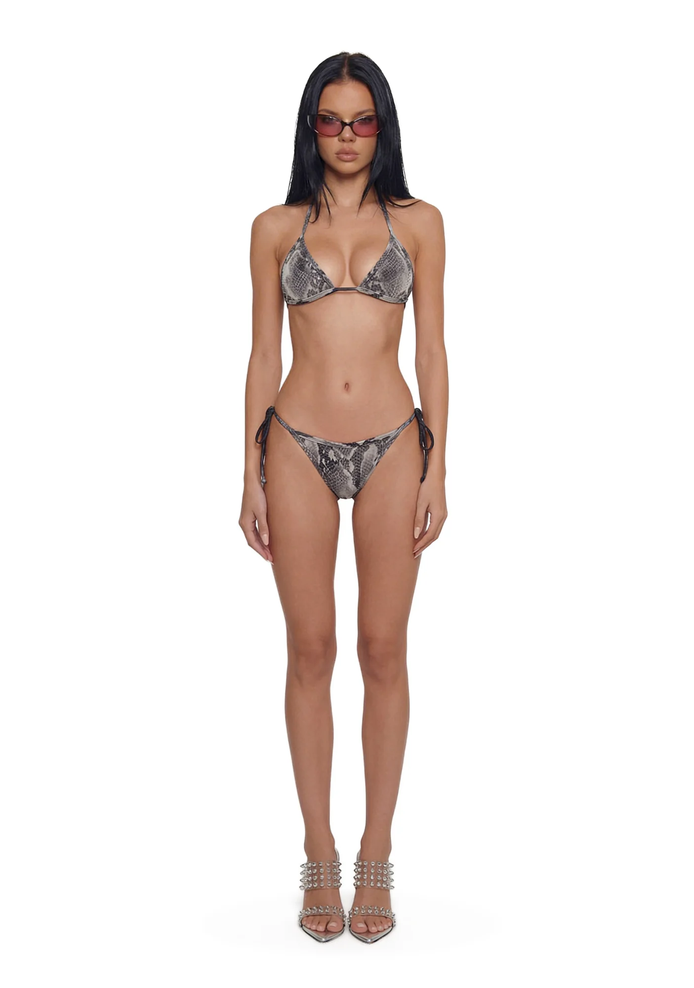 Exotic Isle Sequin Triangle Bikini Set - Black - Image 2