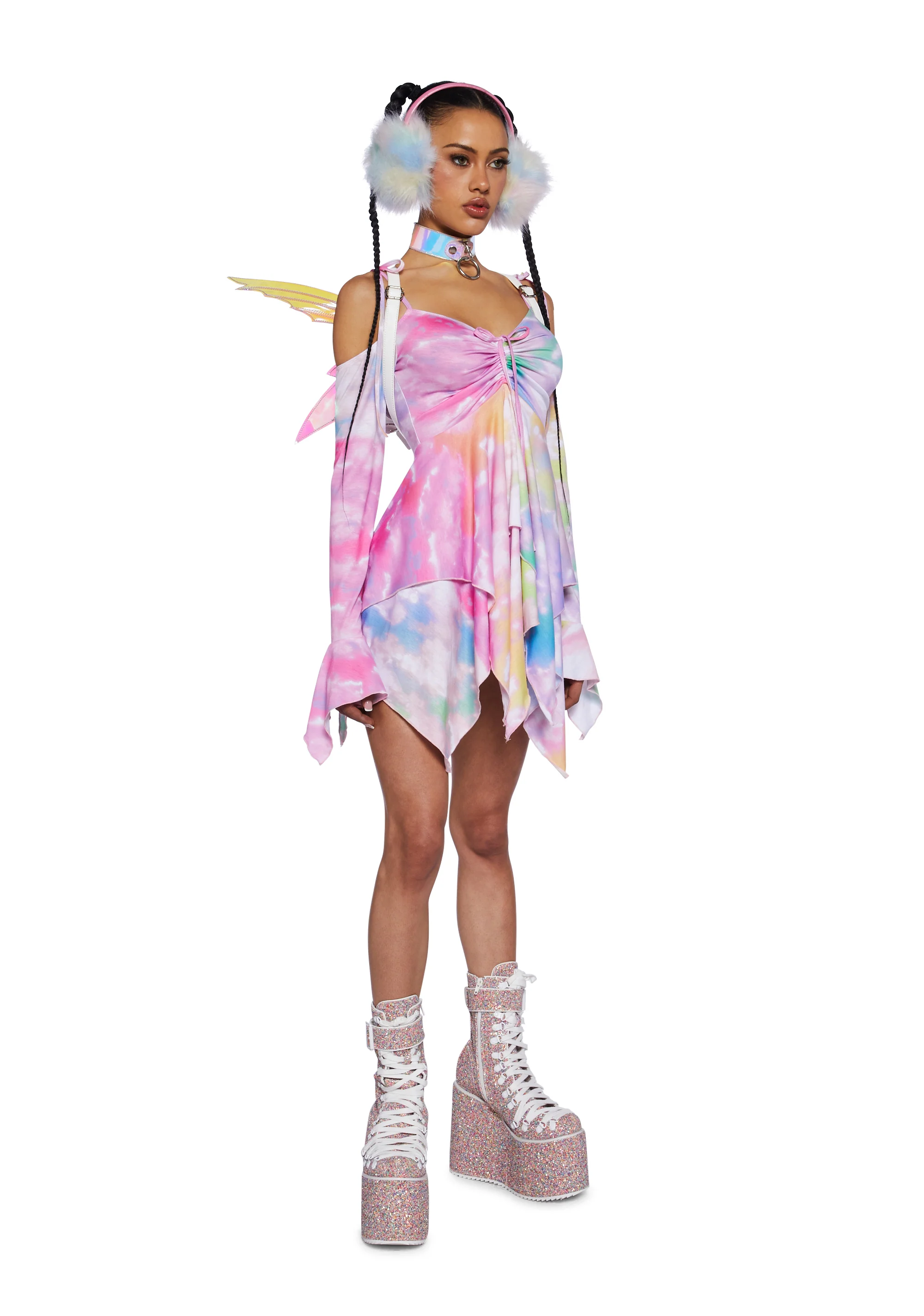 F Is For Fairies™  Handkerchief Dress - Tie Dye Rainbow - Image 2