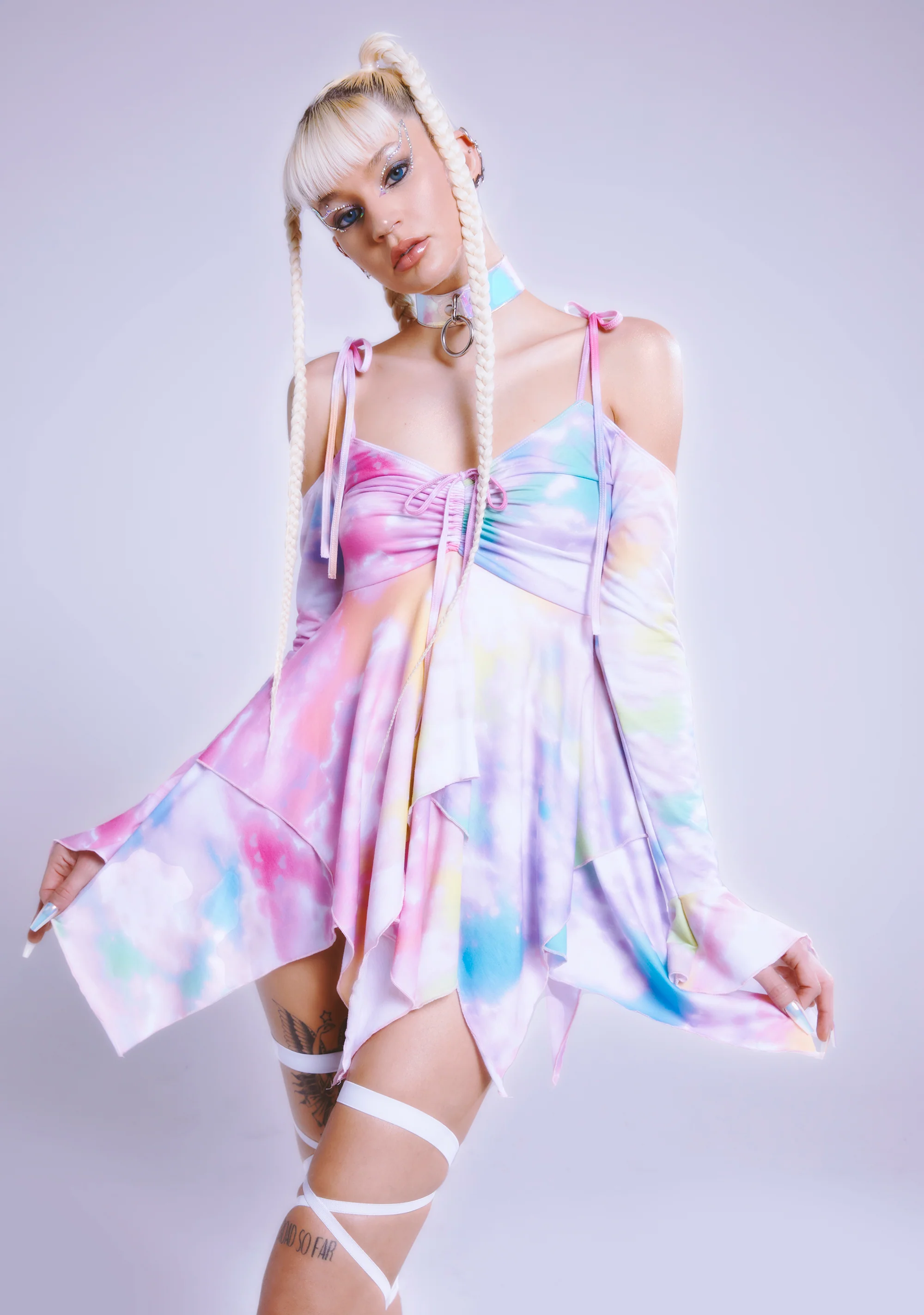 F Is For Fairies™  Handkerchief Dress - Tie Dye Rainbow - Image 6