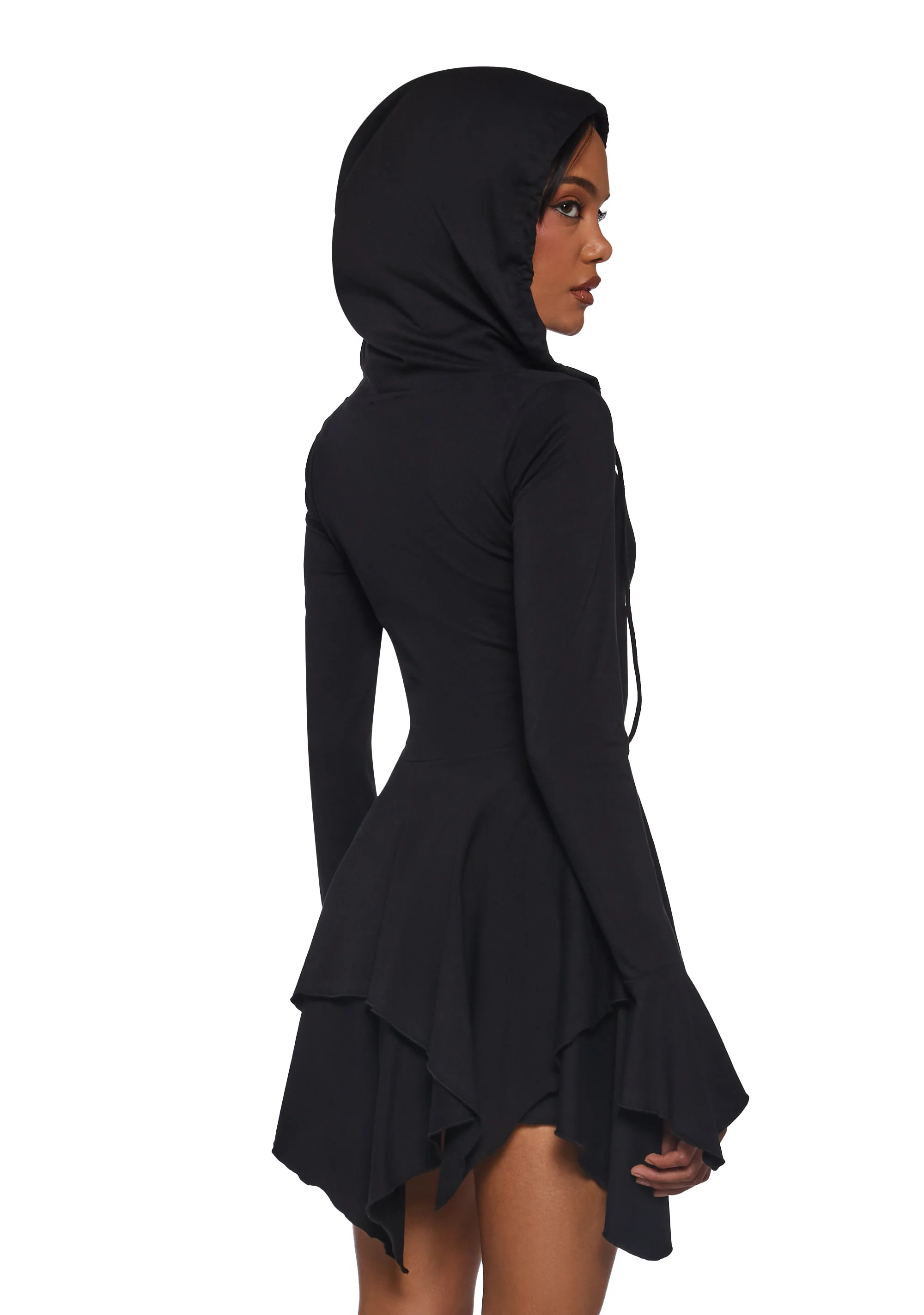 F Is For Fairies® Hooded Mini Dress - Black - Image 4