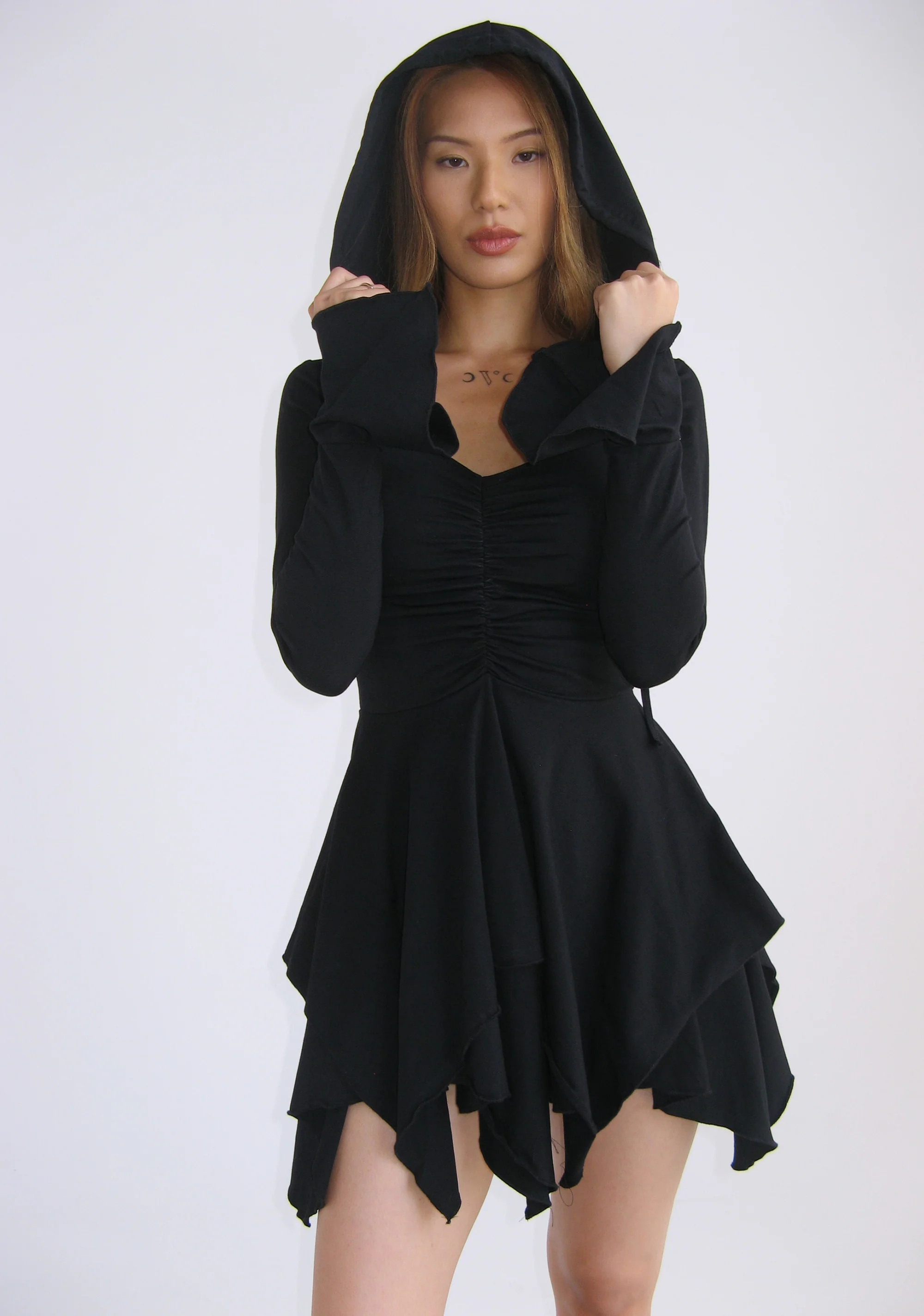 F Is For Fairies® Hooded Mini Dress - Black - Image 6