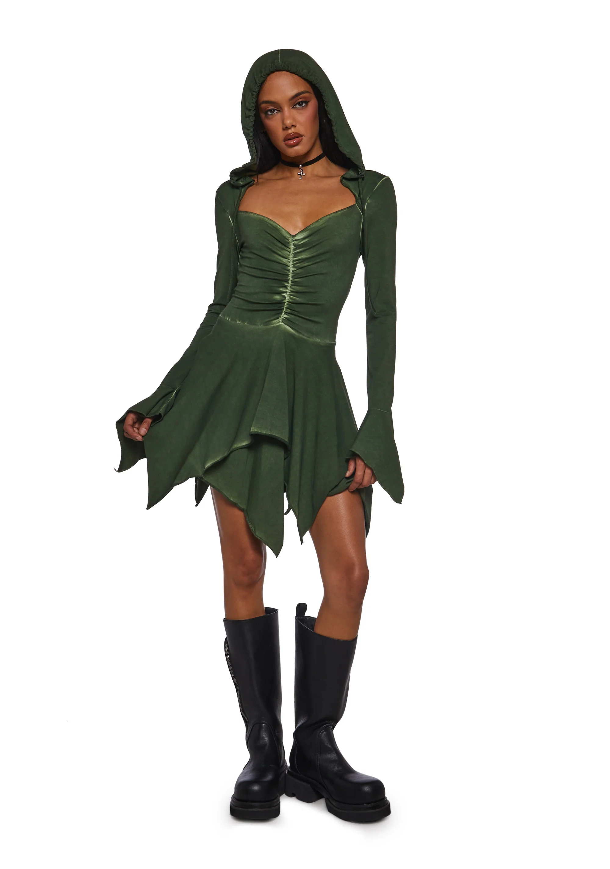 F Is For Fairies® Hooded Mini Dress - Green - Image 2