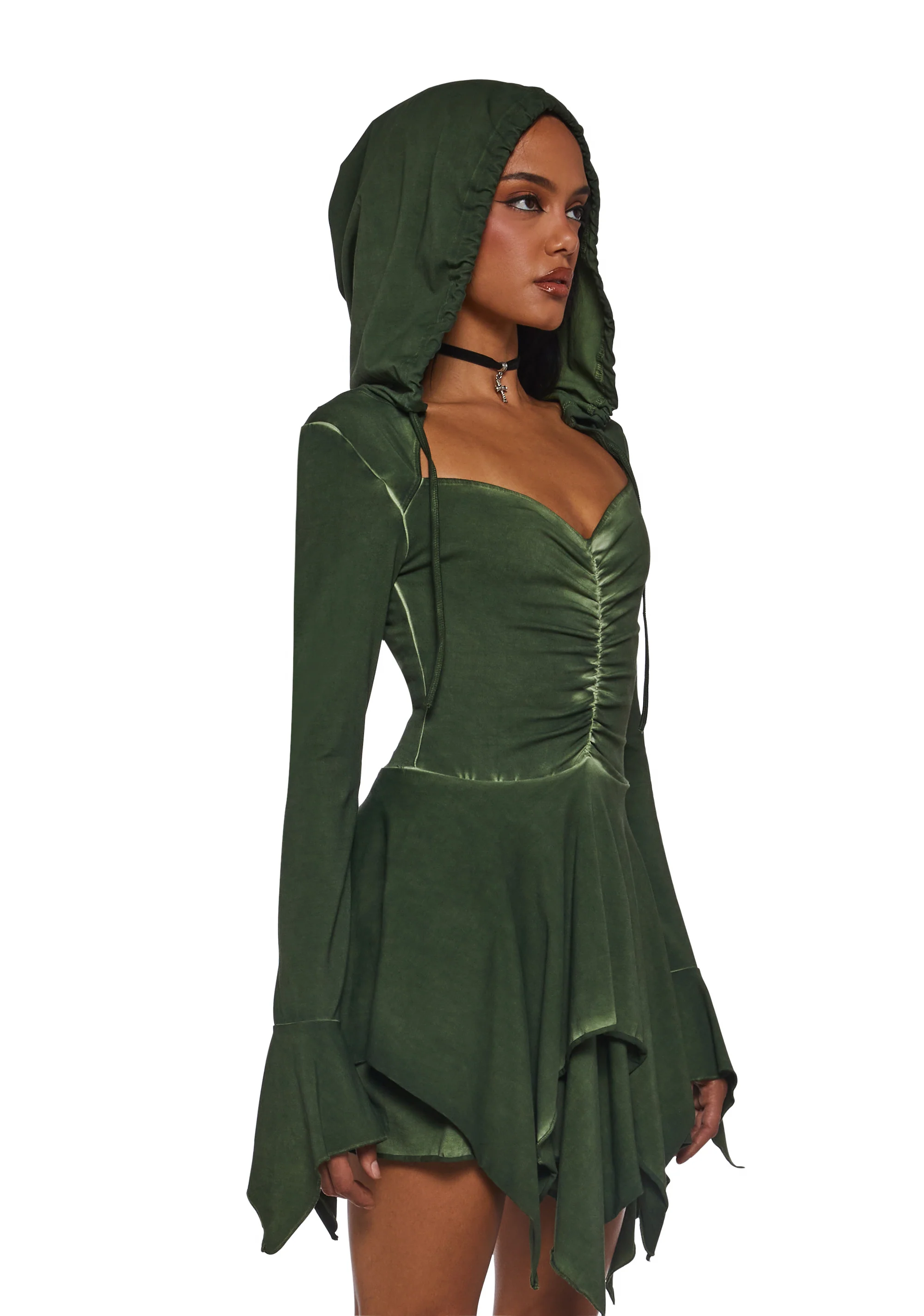 F Is For Fairies® Hooded Mini Dress - Green - Image 3