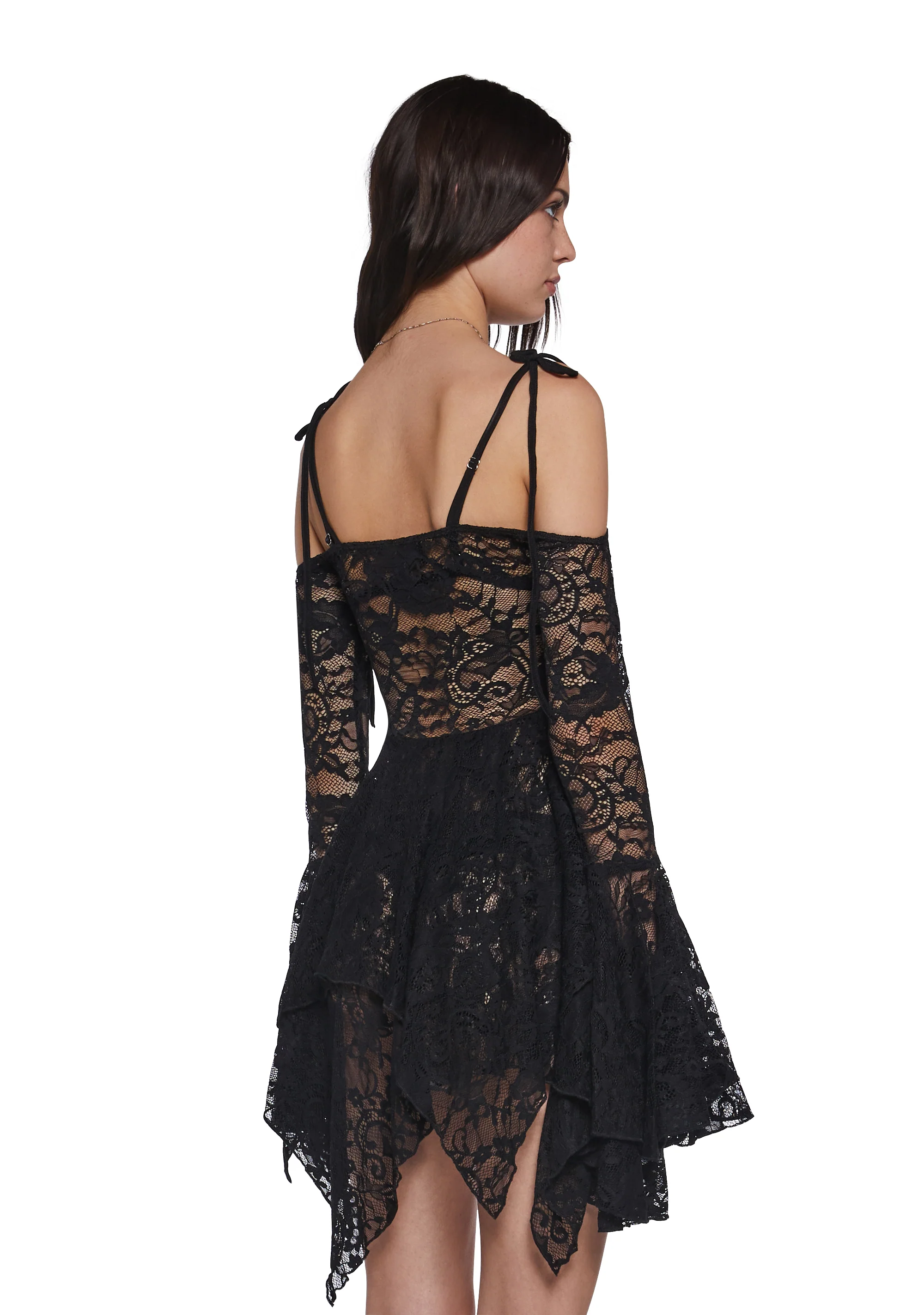 F is For Fairies Handkerchief Dress - Black Lace - Image 4