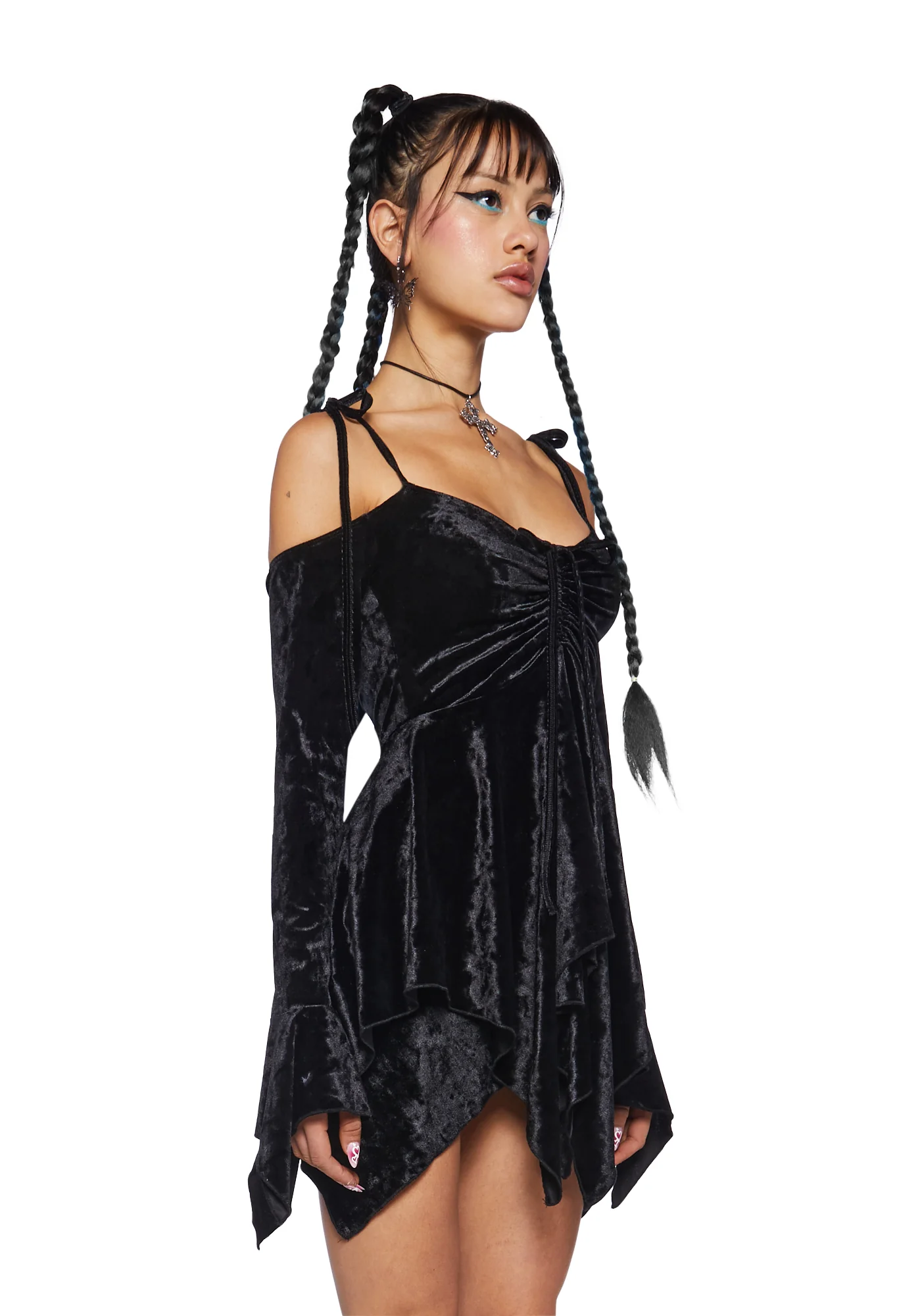F is For Fairies Handkerchief Dress - Black Velvet - Image 3