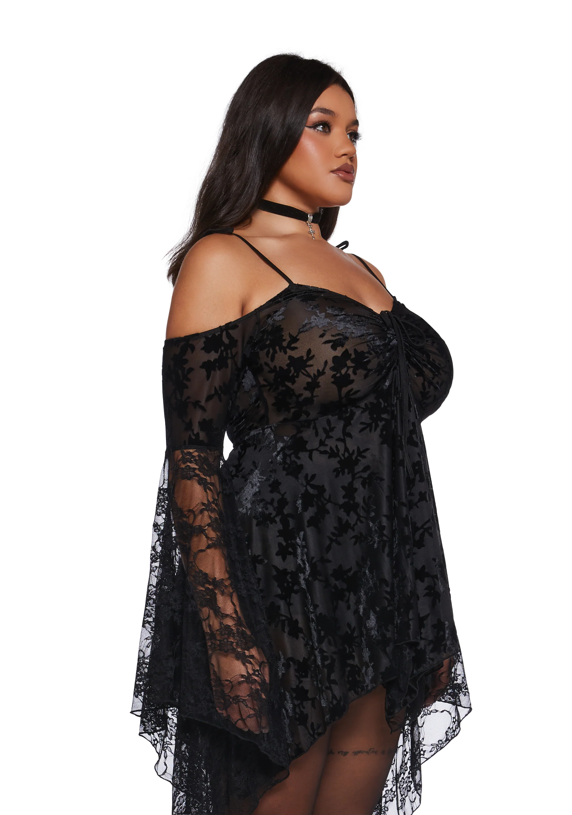 F is For Fairies Handkerchief Dress - Black Velvet Lace - Image 10
