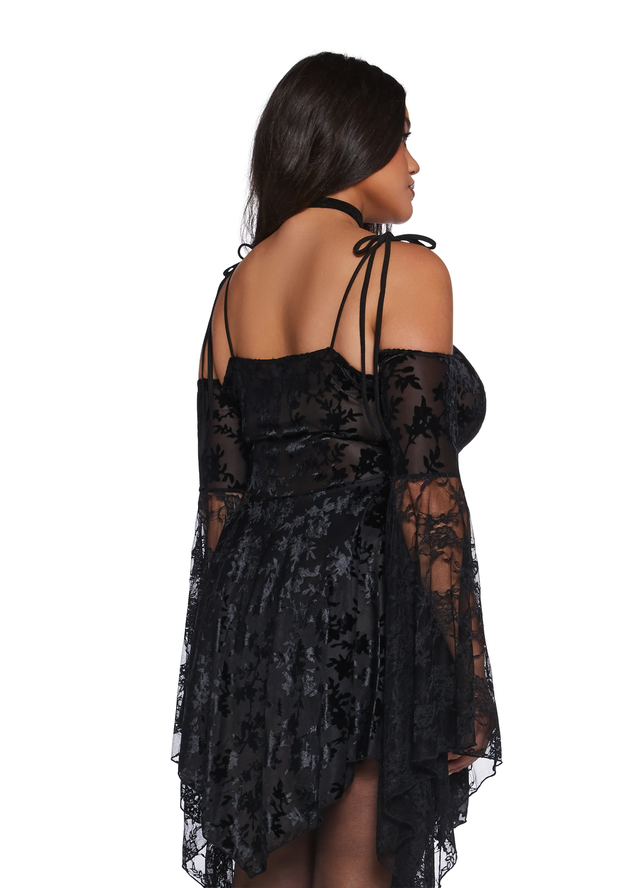 F is For Fairies Handkerchief Dress - Black Velvet Lace - Image 11