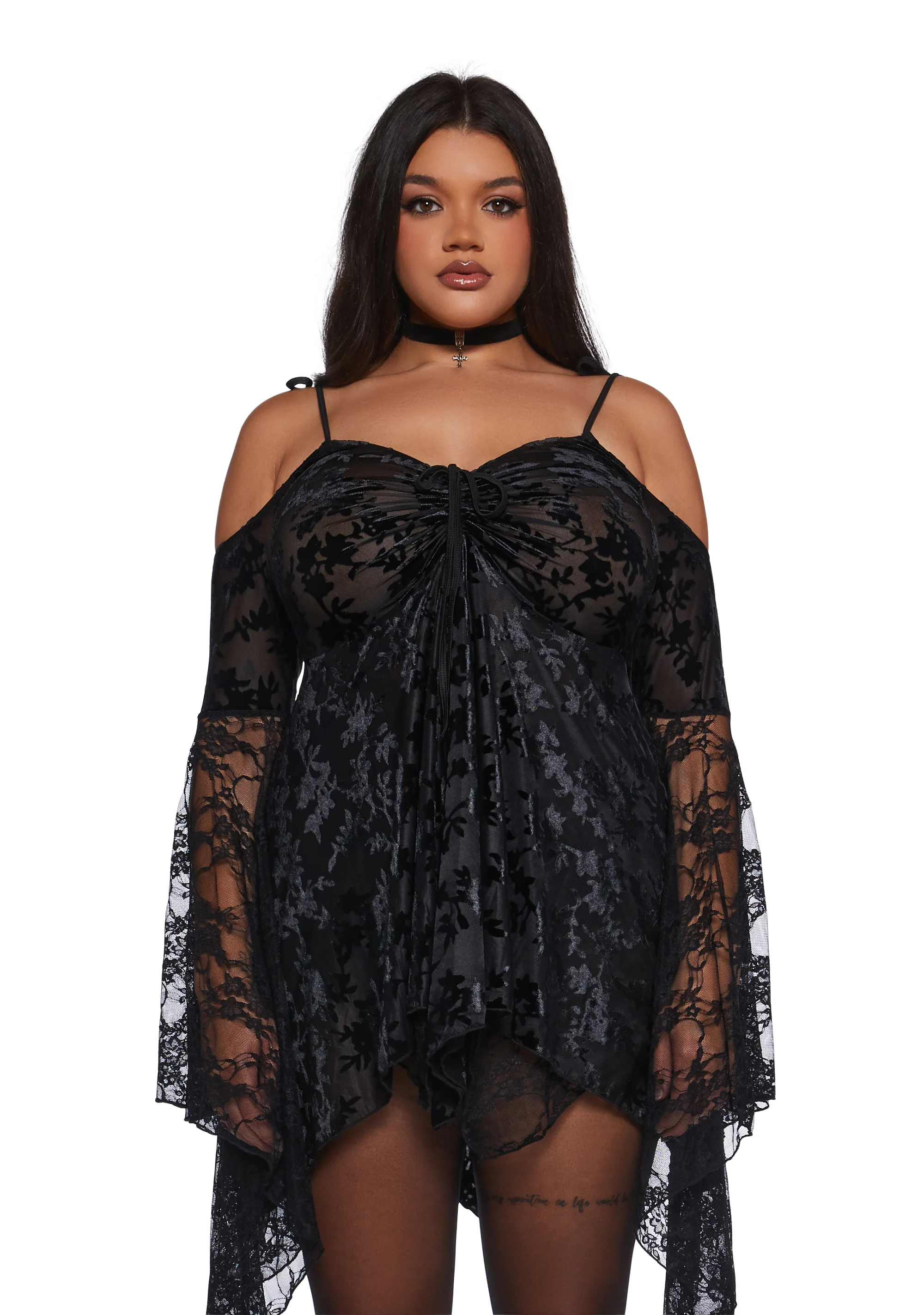 F is For Fairies Handkerchief Dress - Black Velvet Lace - Image 2