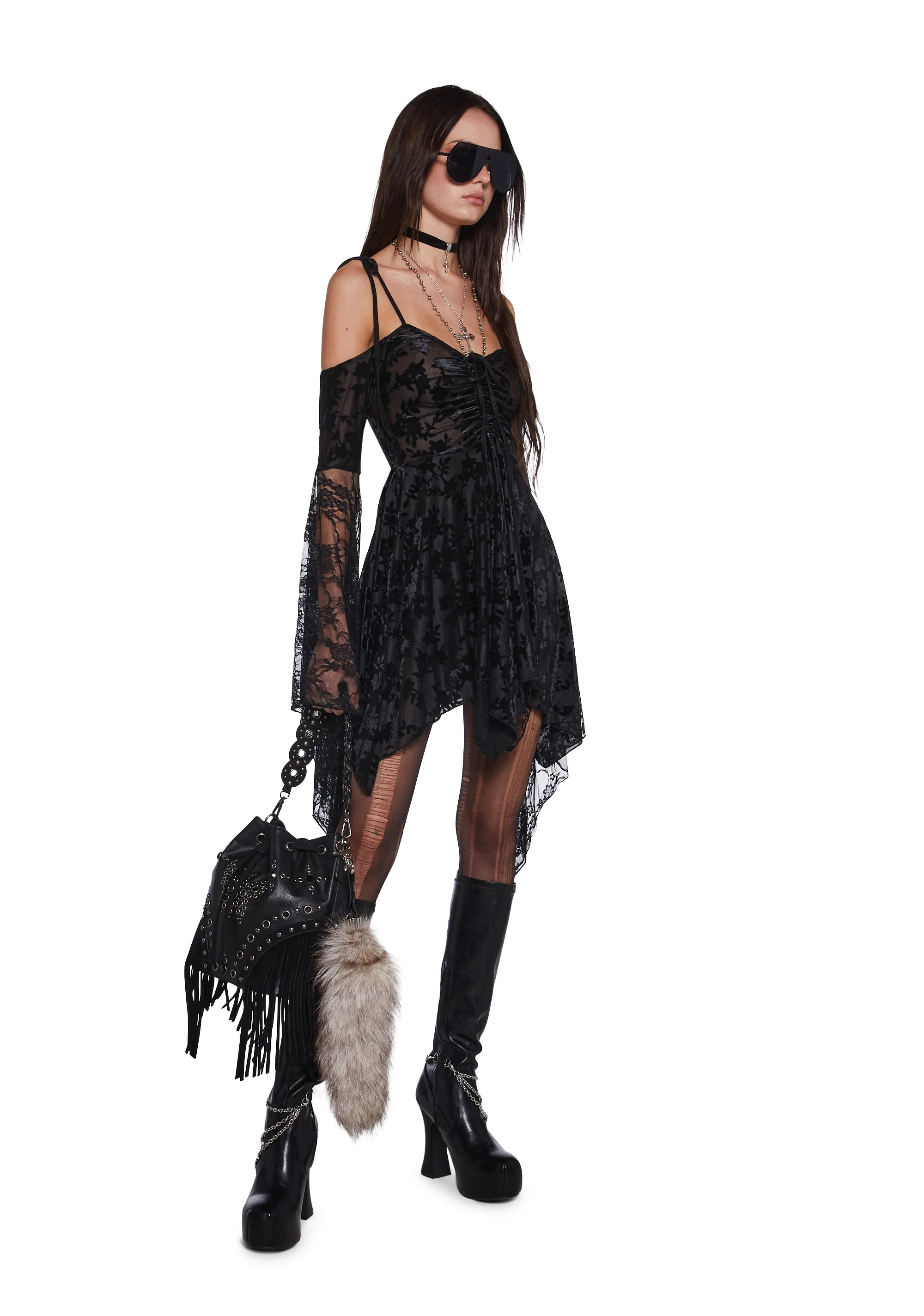 F is For Fairies Handkerchief Dress - Black Velvet Lace - Image 7