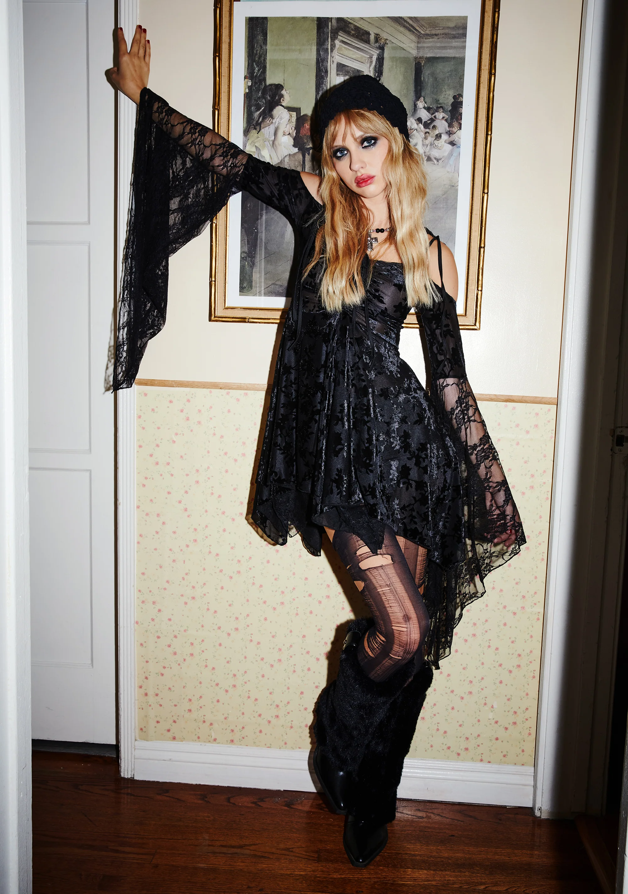 F is For Fairies Handkerchief Dress - Black Velvet Lace - Image 9