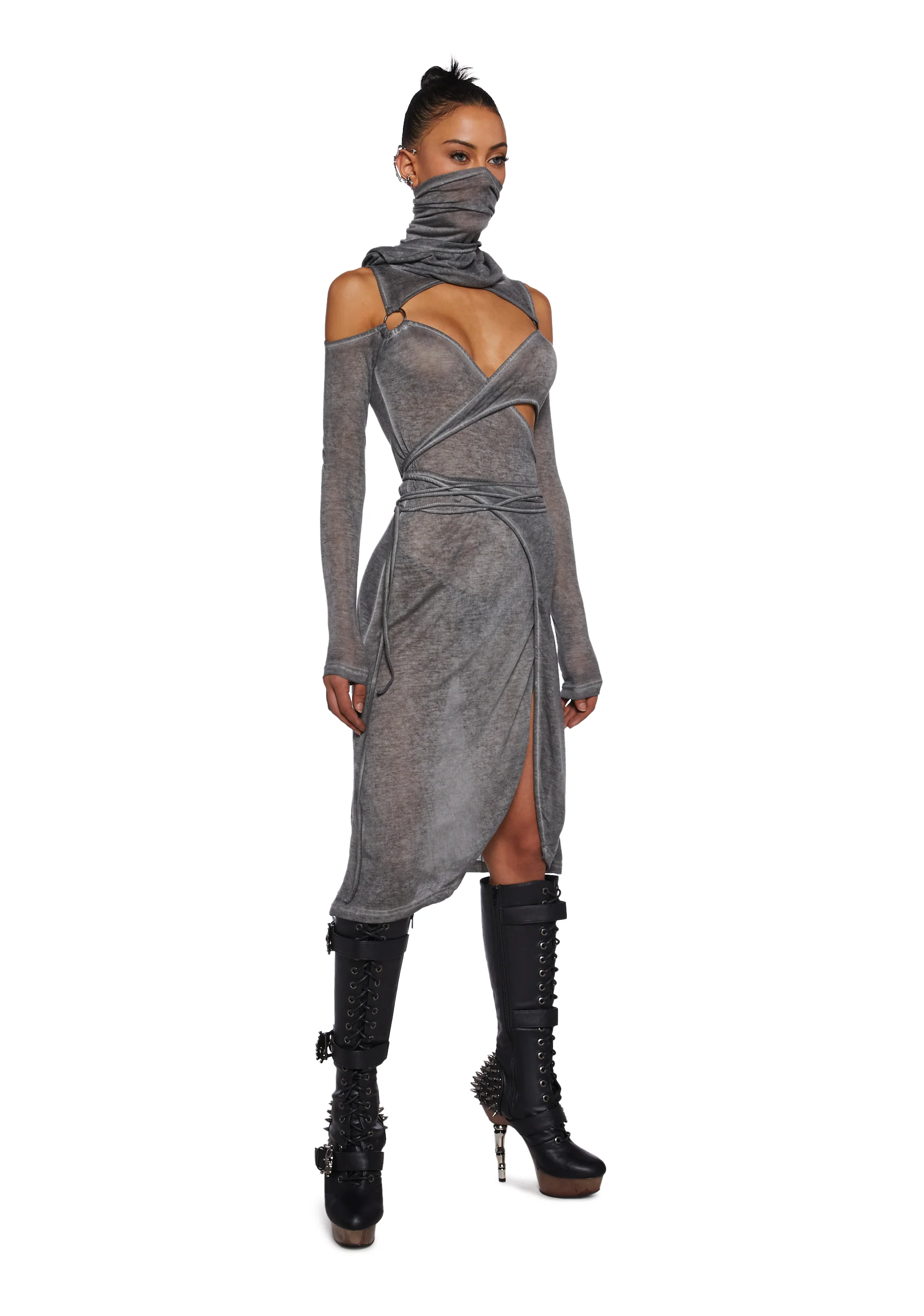 Fader Hooded Wrap Midi Dress - Image 5