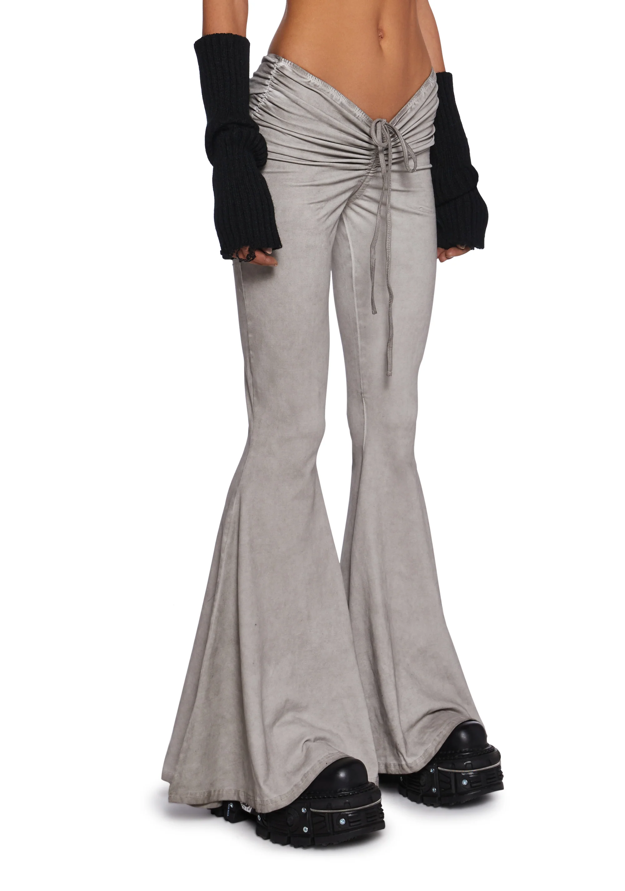 Fader V-Cut Washed Bell Bottoms - Ecru - Image 3