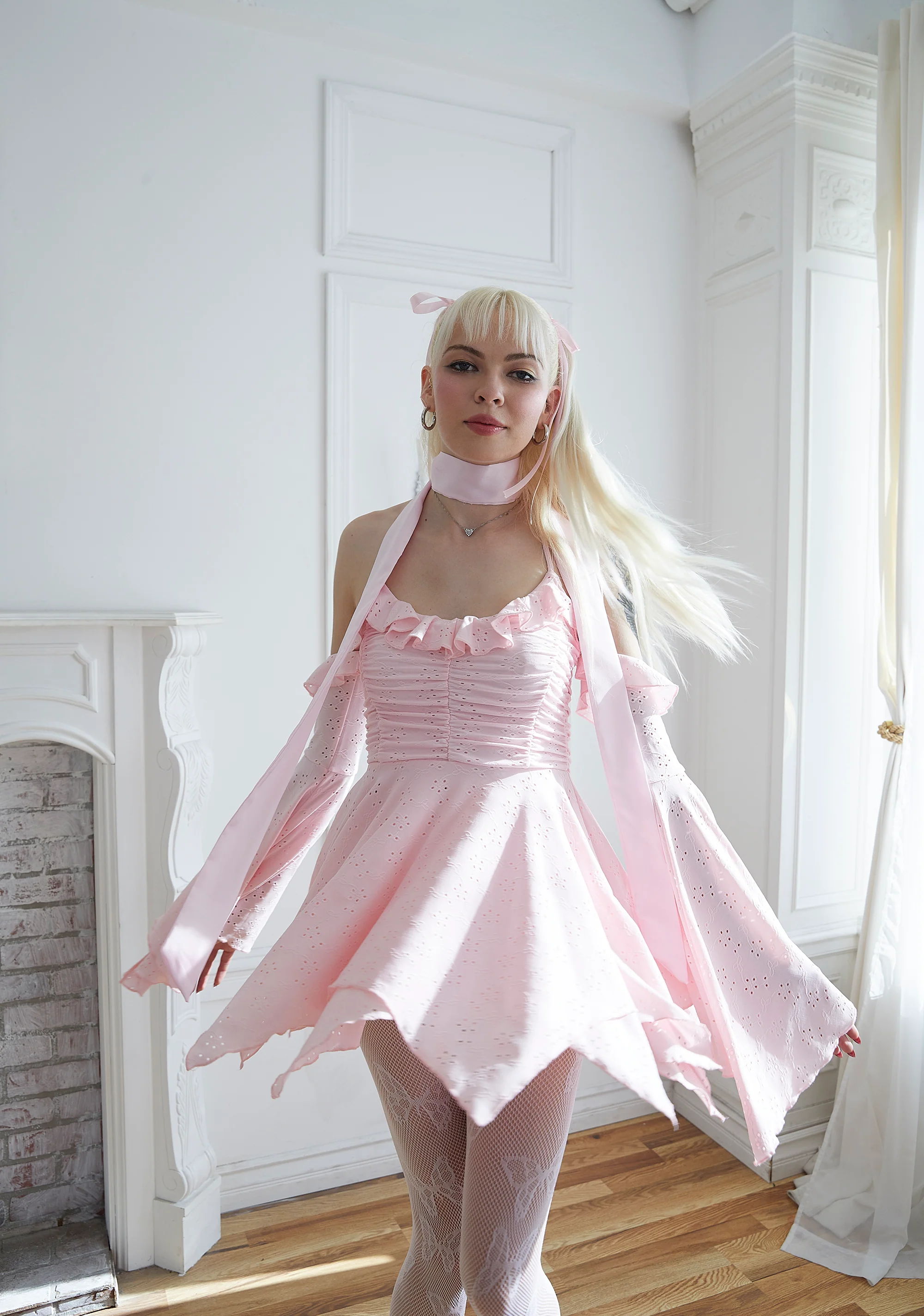 Fairy Delights Ruffled Handkerchief Dress - Pink - Image 7
