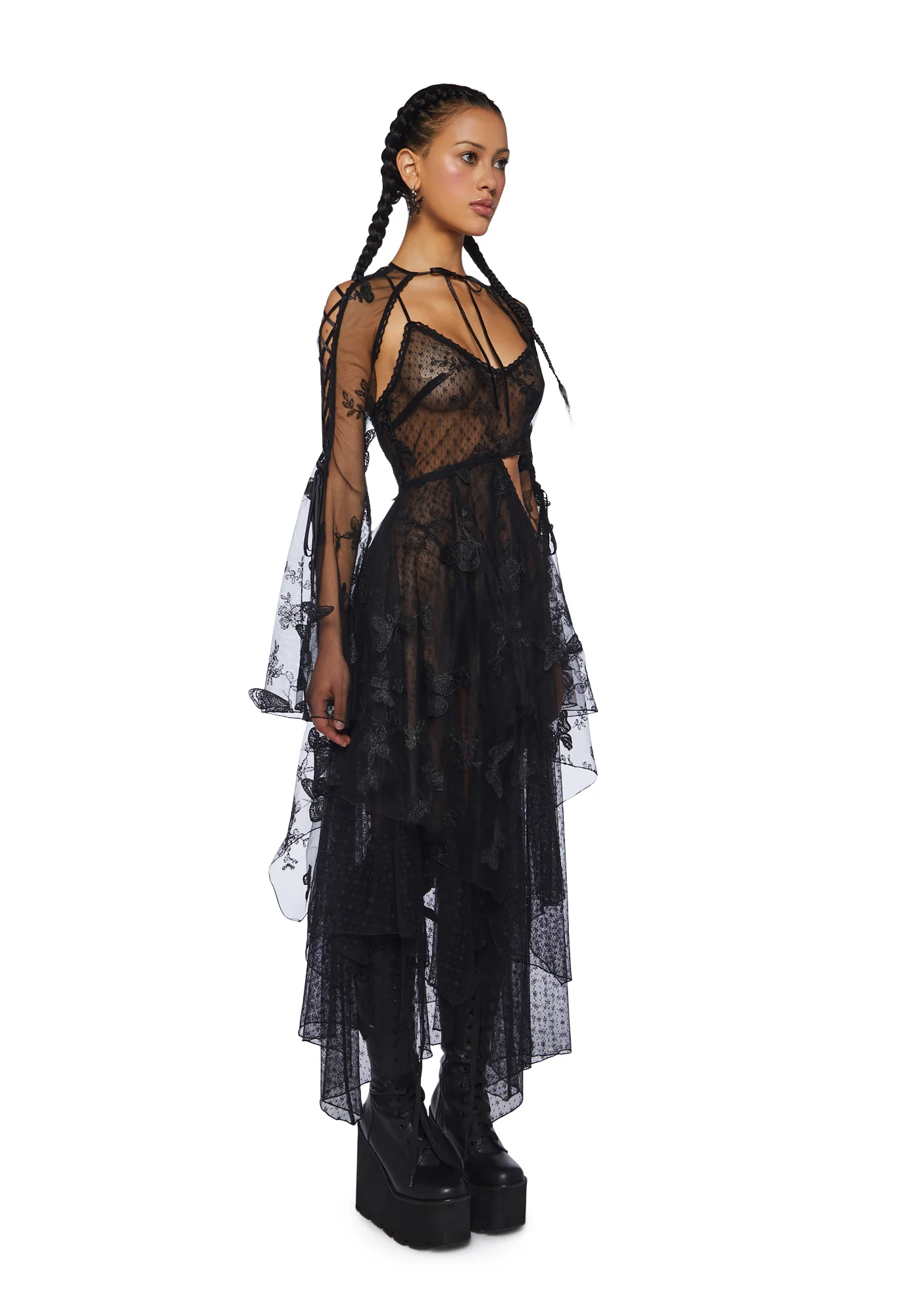 Fairydust Chronicles Lace Dress & Shrug Set- Black - Image 3
