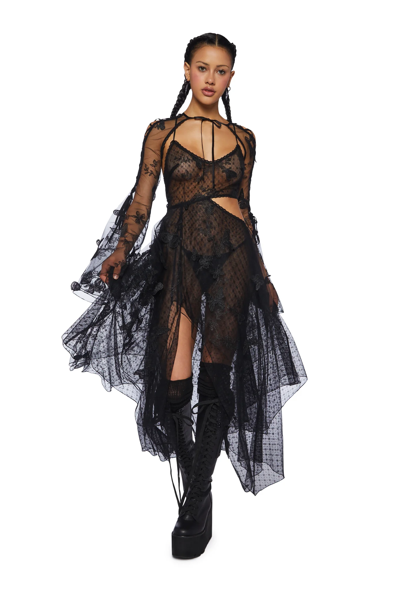 Fairydust Chronicles Lace Dress & Shrug Set- Black - Image 5
