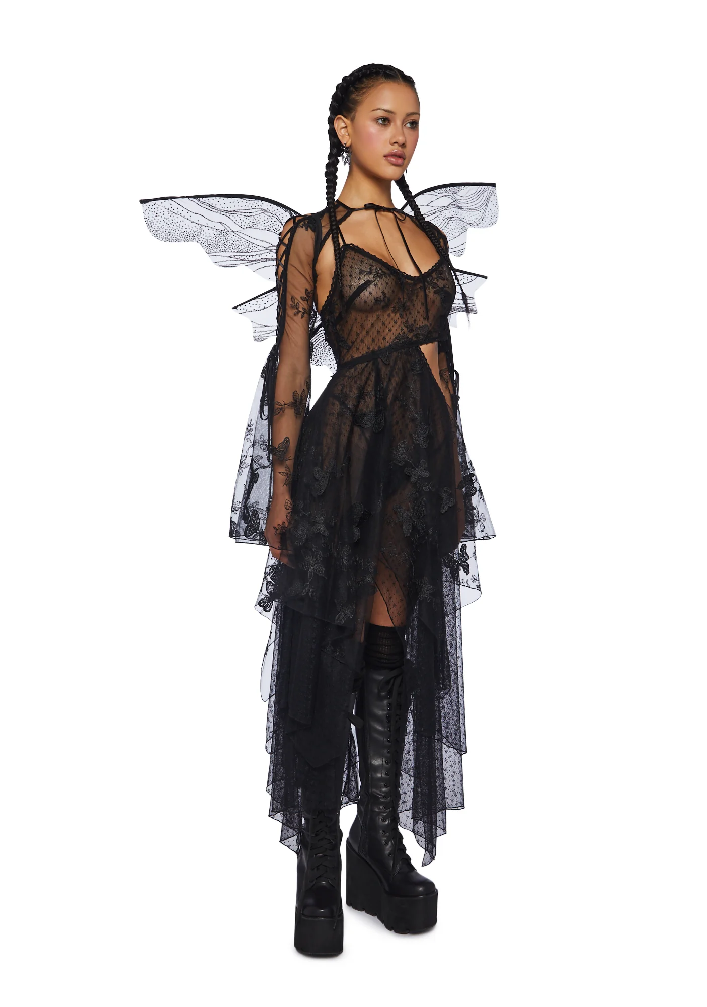 Fairydust Chronicles Lace Dress & Shrug Set- Black - Image 6