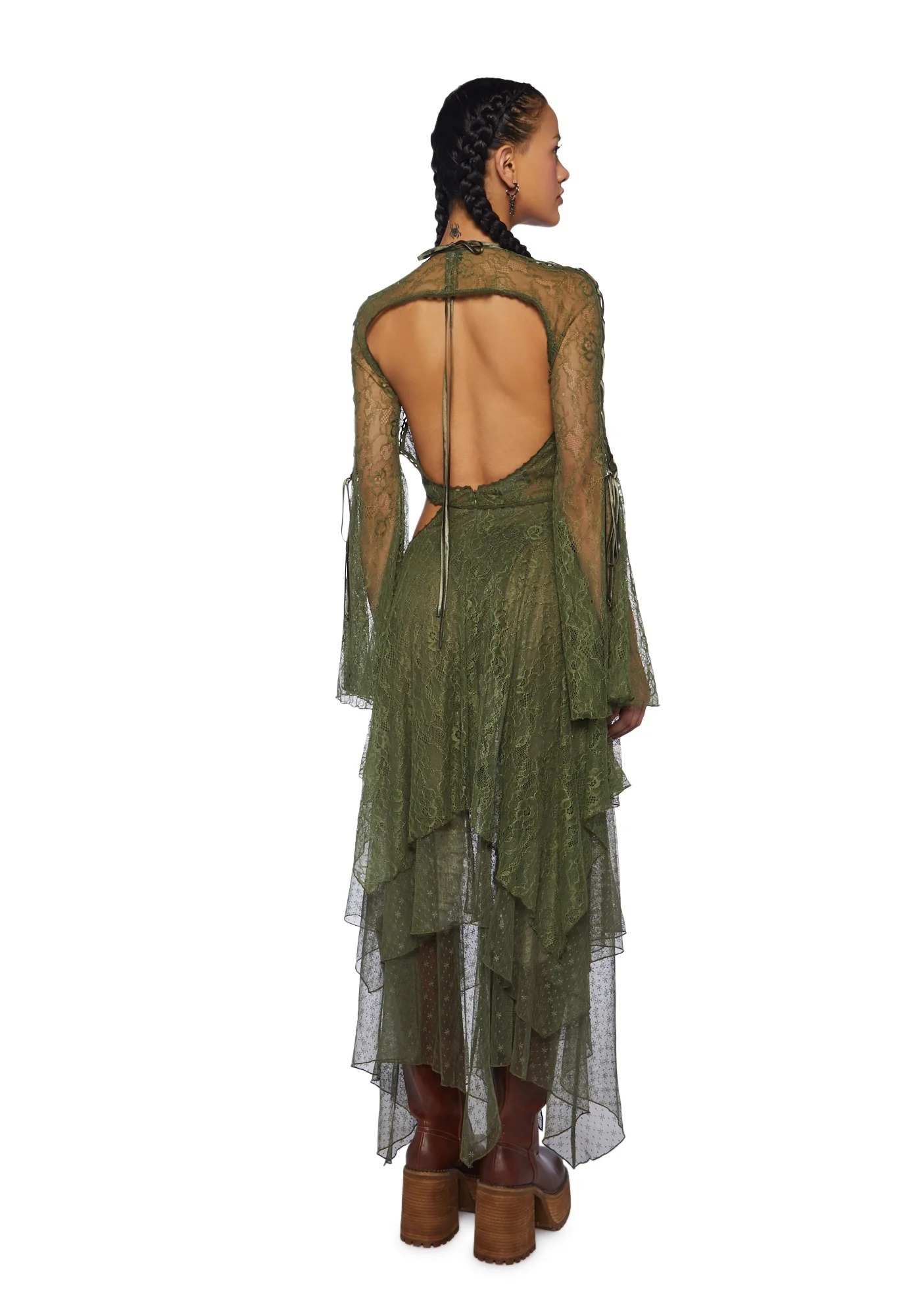 Fairydust Chronicles Lace Dress & Shrug Set - Olive - Image 5