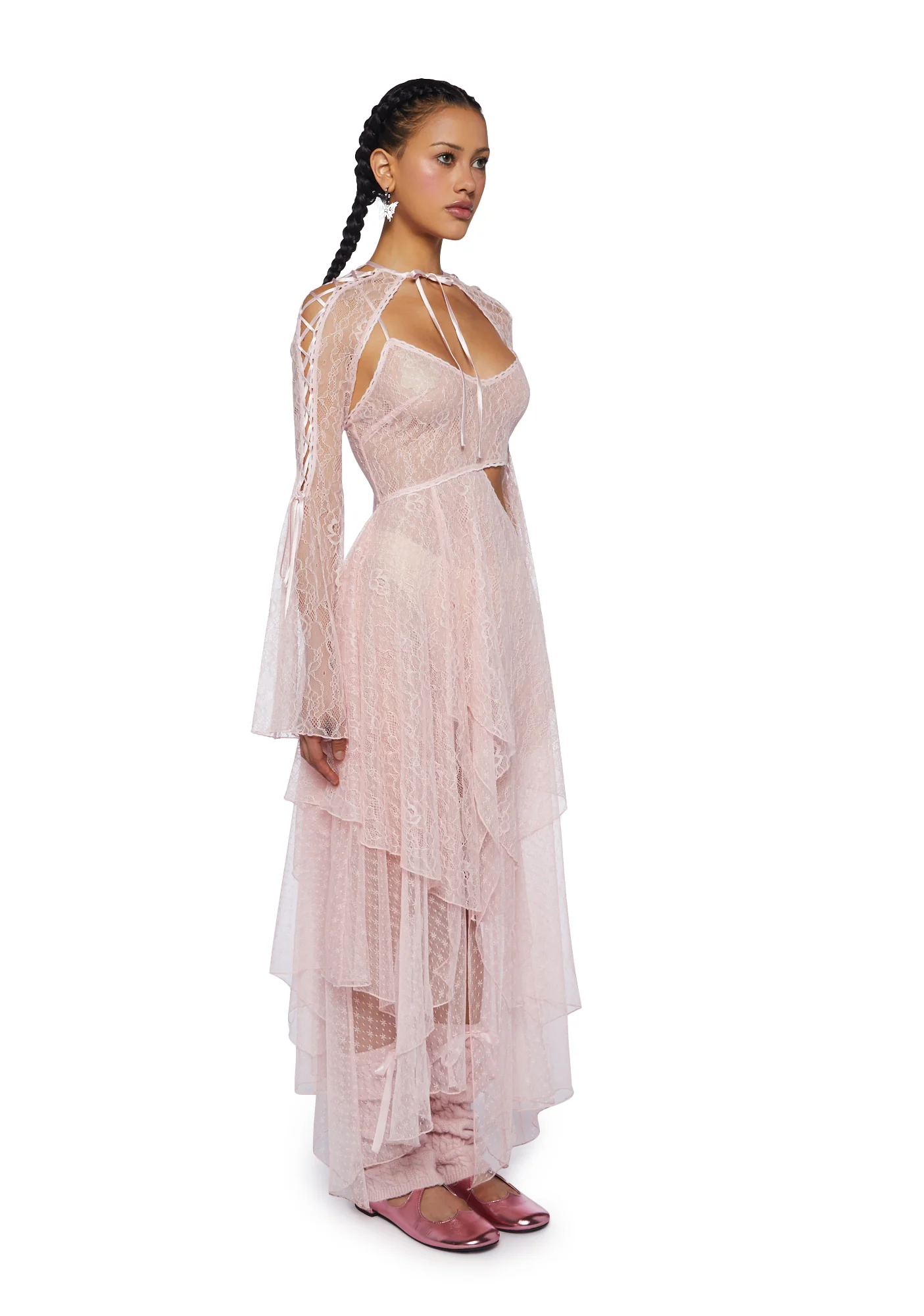 Fairydust Chronicles Lace Dress & Shrug Set - Pink - Image 3