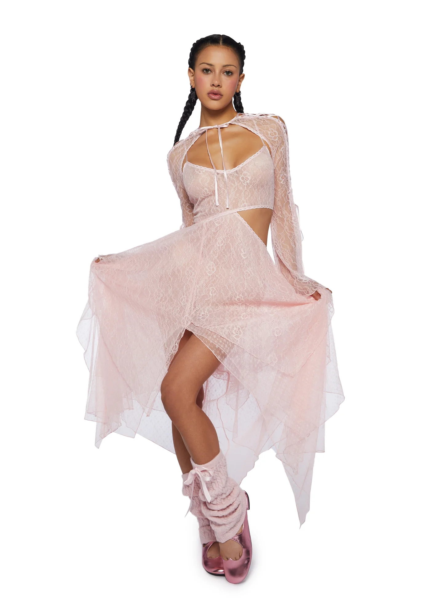 Fairydust Chronicles Lace Dress & Shrug Set - Pink - Image 6