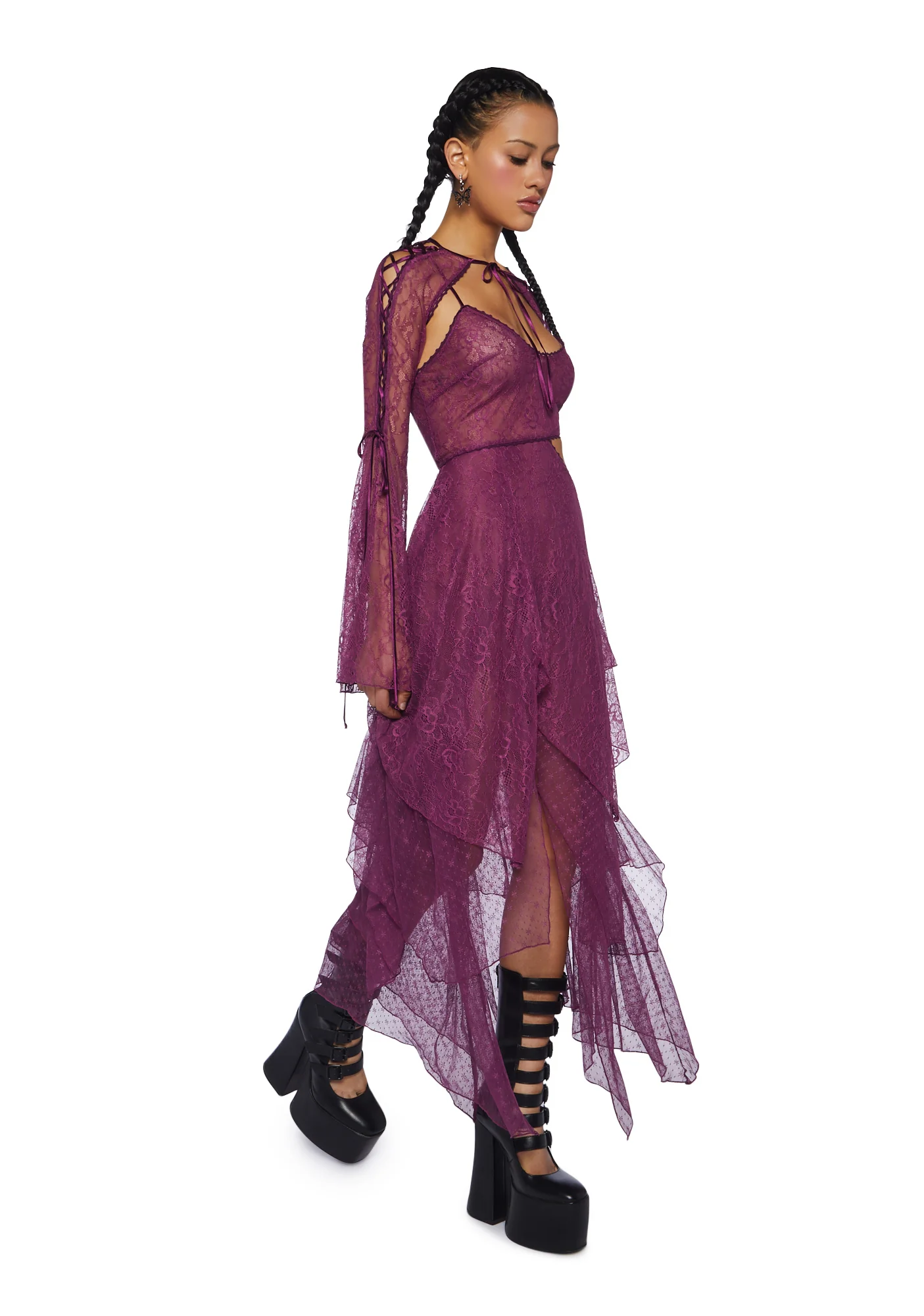 Fairydust Chronicles Lace Dress & Shrug Set- Purple - Image 5