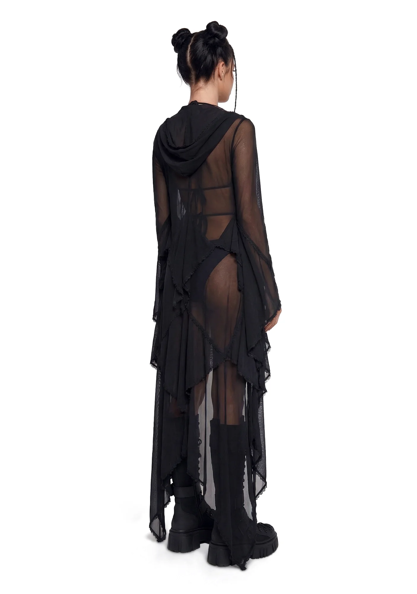 Sparkled Myths Hooded Duster - Black - Image 4