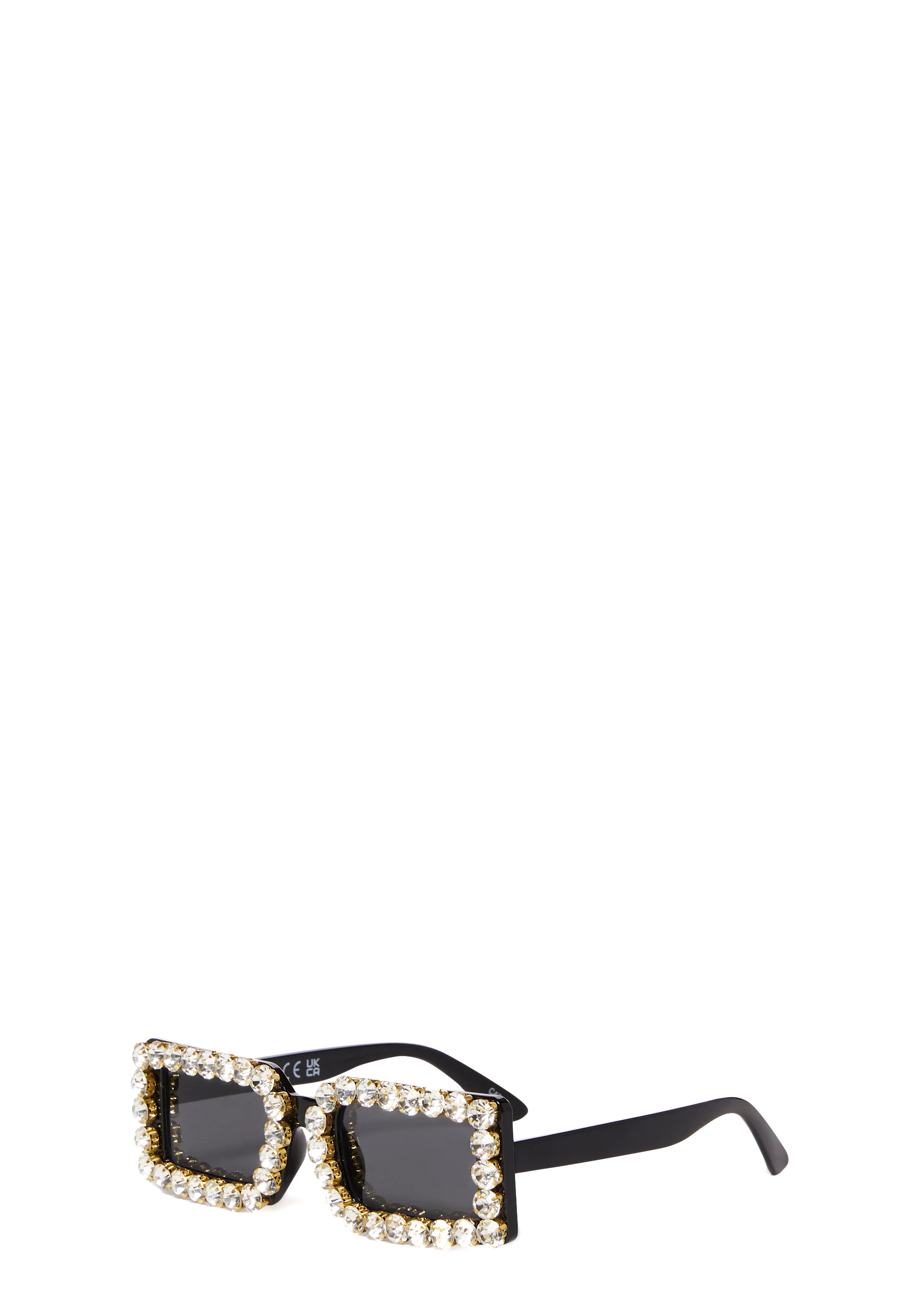 Fake Attitude Crystal Sunglasses - Black - Image 3