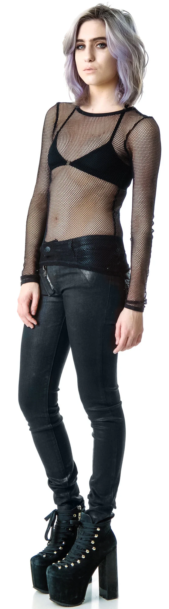 Fash-ist Fishnet Long Sleeve Top - White - Image 6