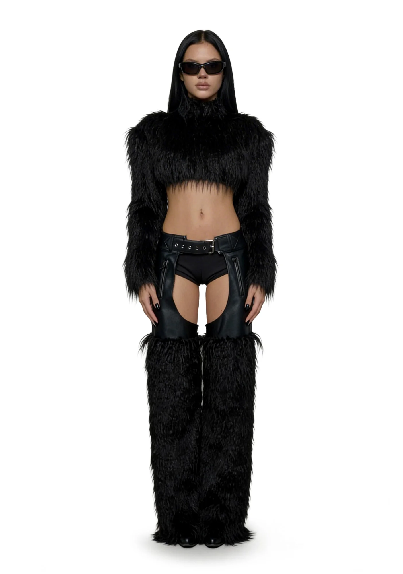 Faux Fur Chaps - Black - Image 2