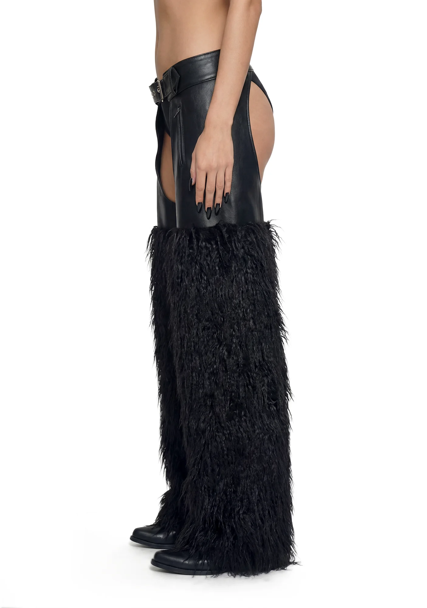 Faux Fur Chaps - Black - Image 3