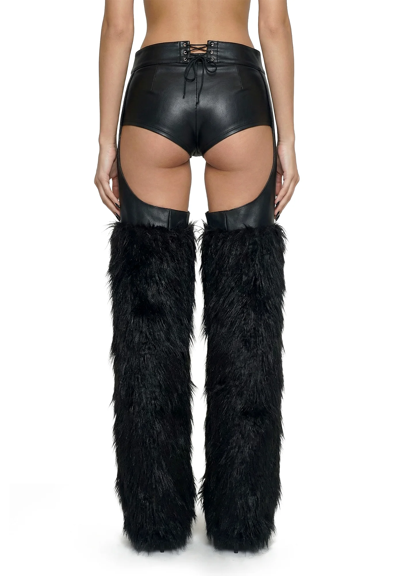 Faux Fur Chaps - Black - Image 4