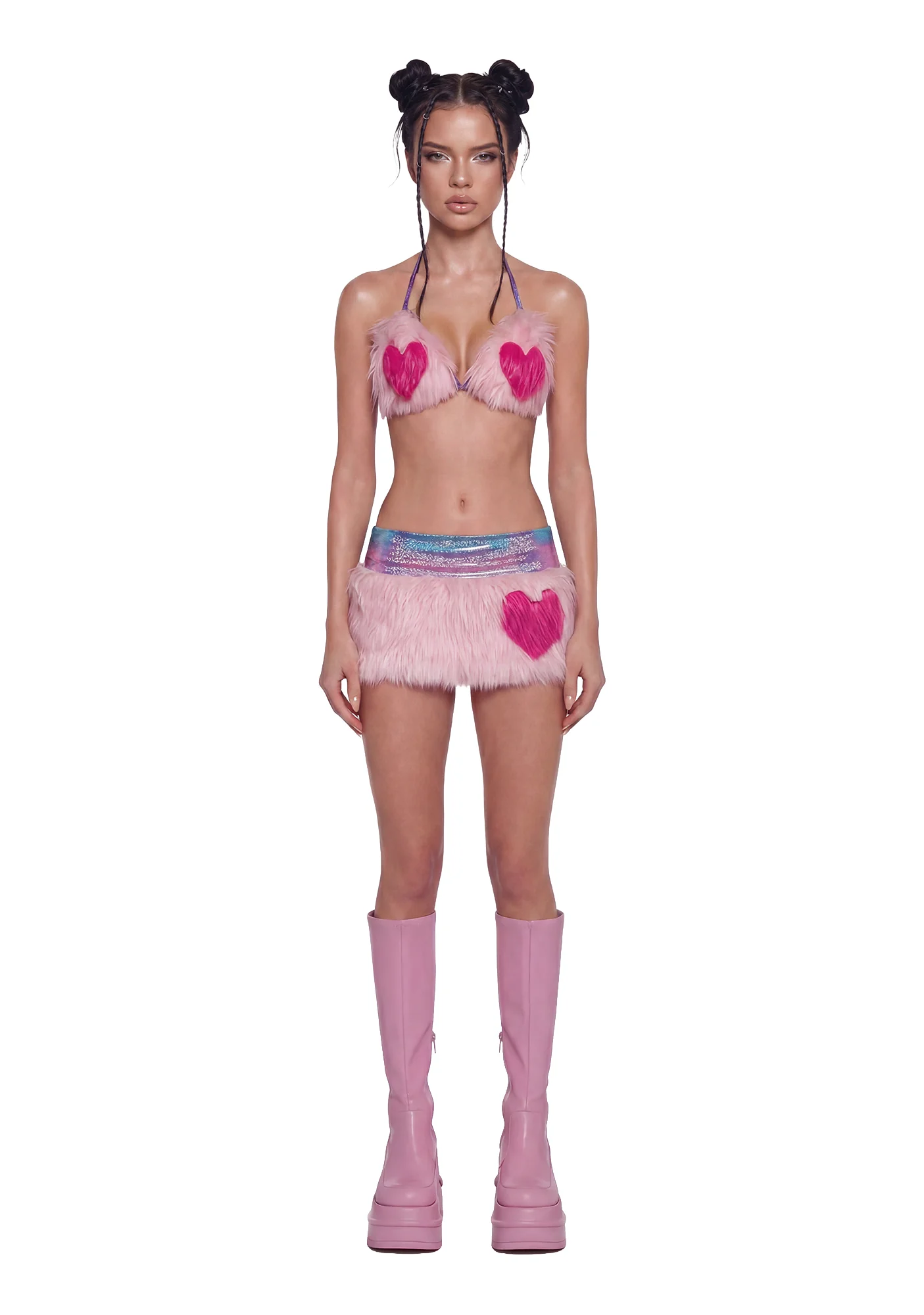 Your Favorite Faux Fur Skirt Set - Pink - Image 2