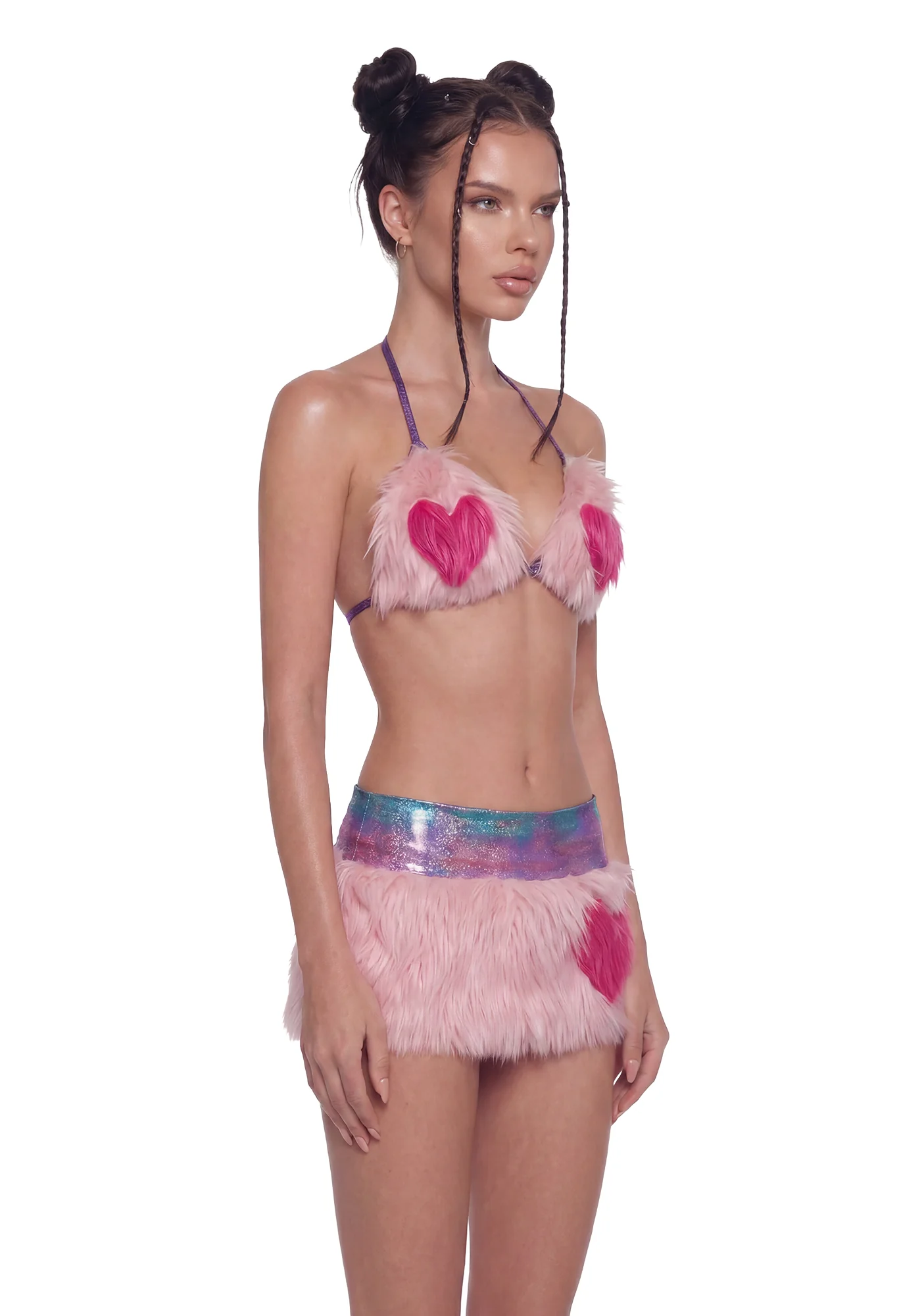 Your Favorite Faux Fur Skirt Set - Pink - Image 3