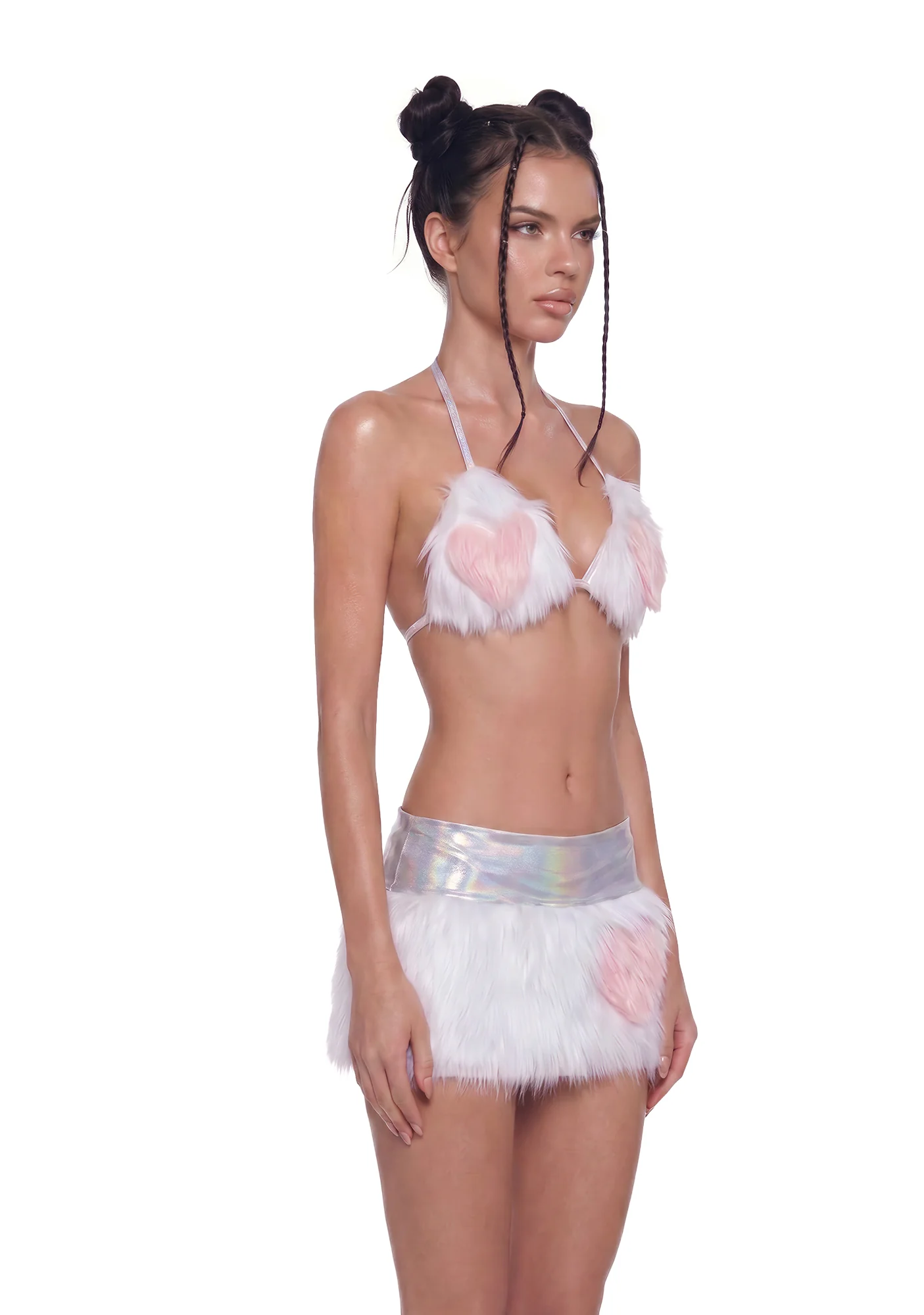 Your Favorite Faux Fur Skirt Set - White - Image 3