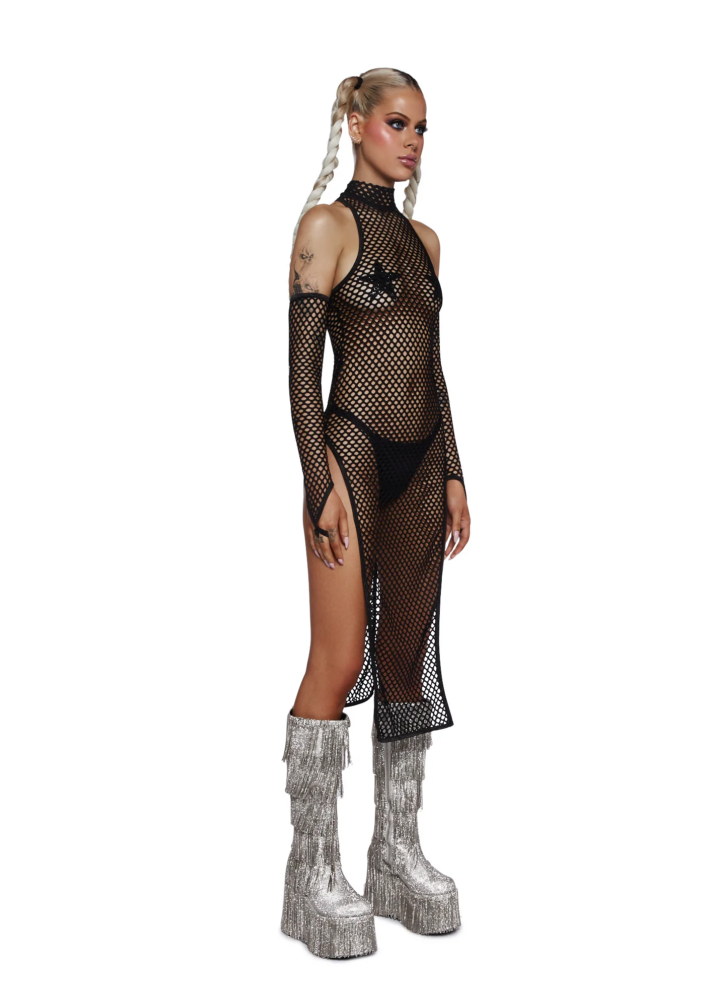 Festival Dreamer Maxi Dress And Gloves Set - Black - Image 3