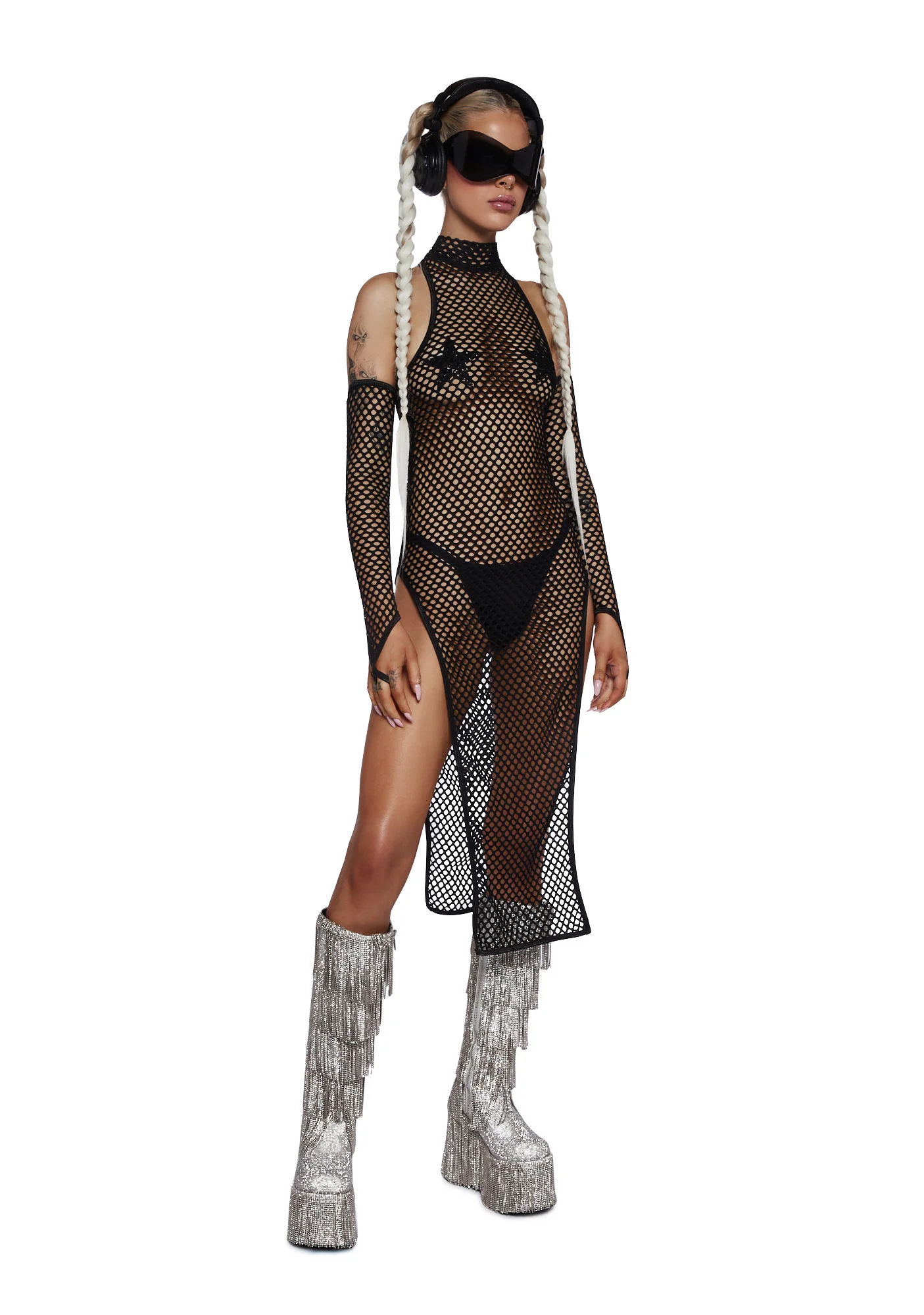 Festival Dreamer Maxi Dress And Gloves Set - Black - Image 5