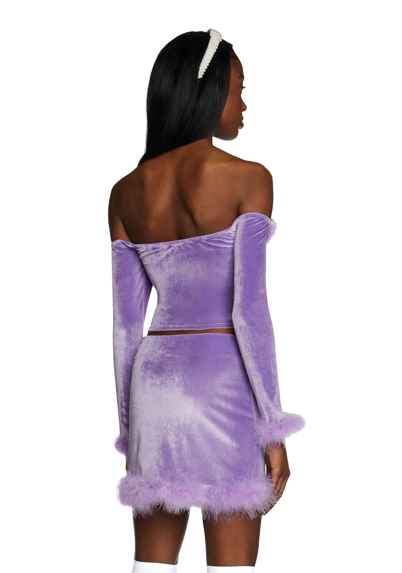 Filthy Femme Velvet Crop Top - Purple - Image 4