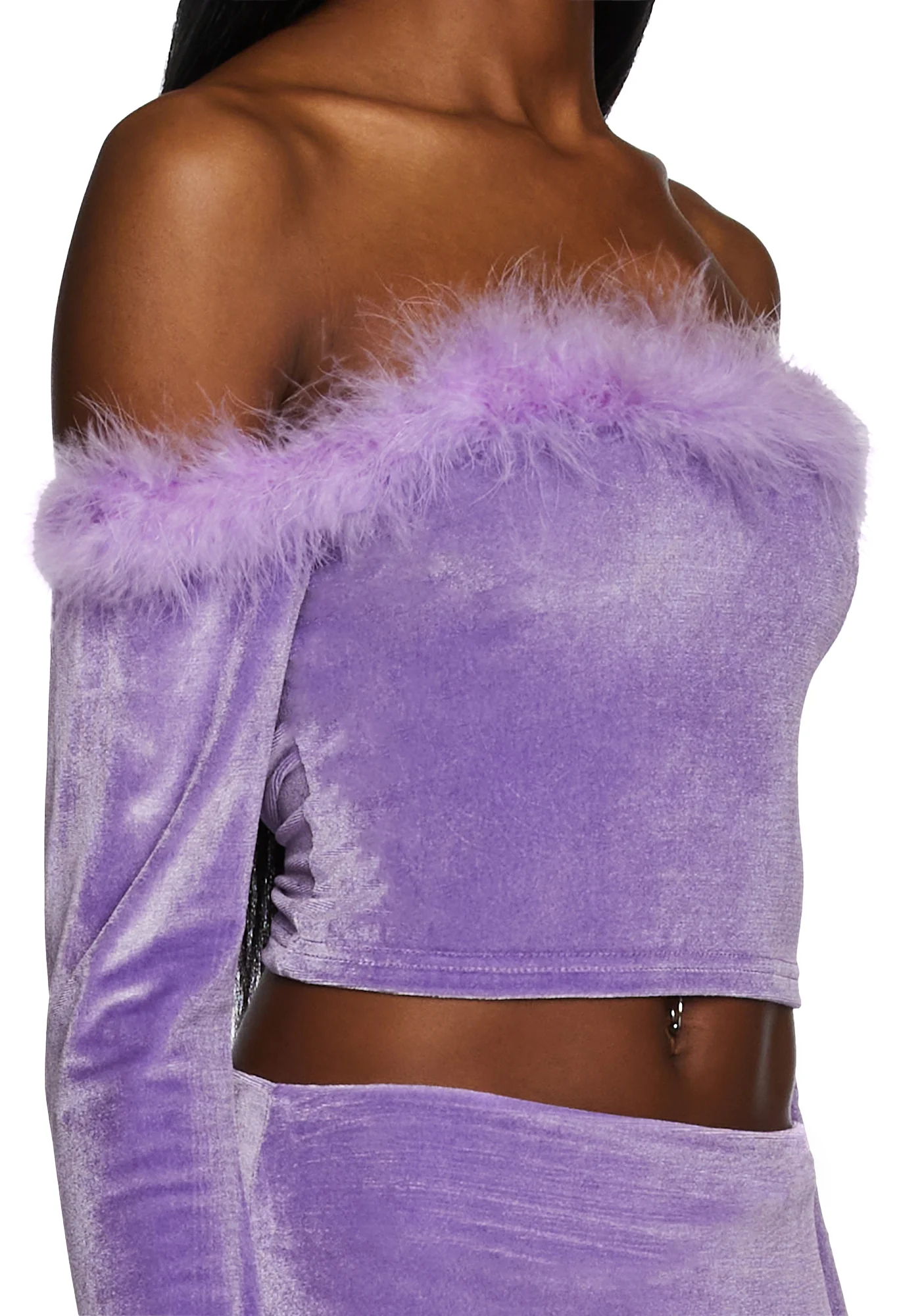 Filthy Femme Velvet Crop Top - Purple - Image 5