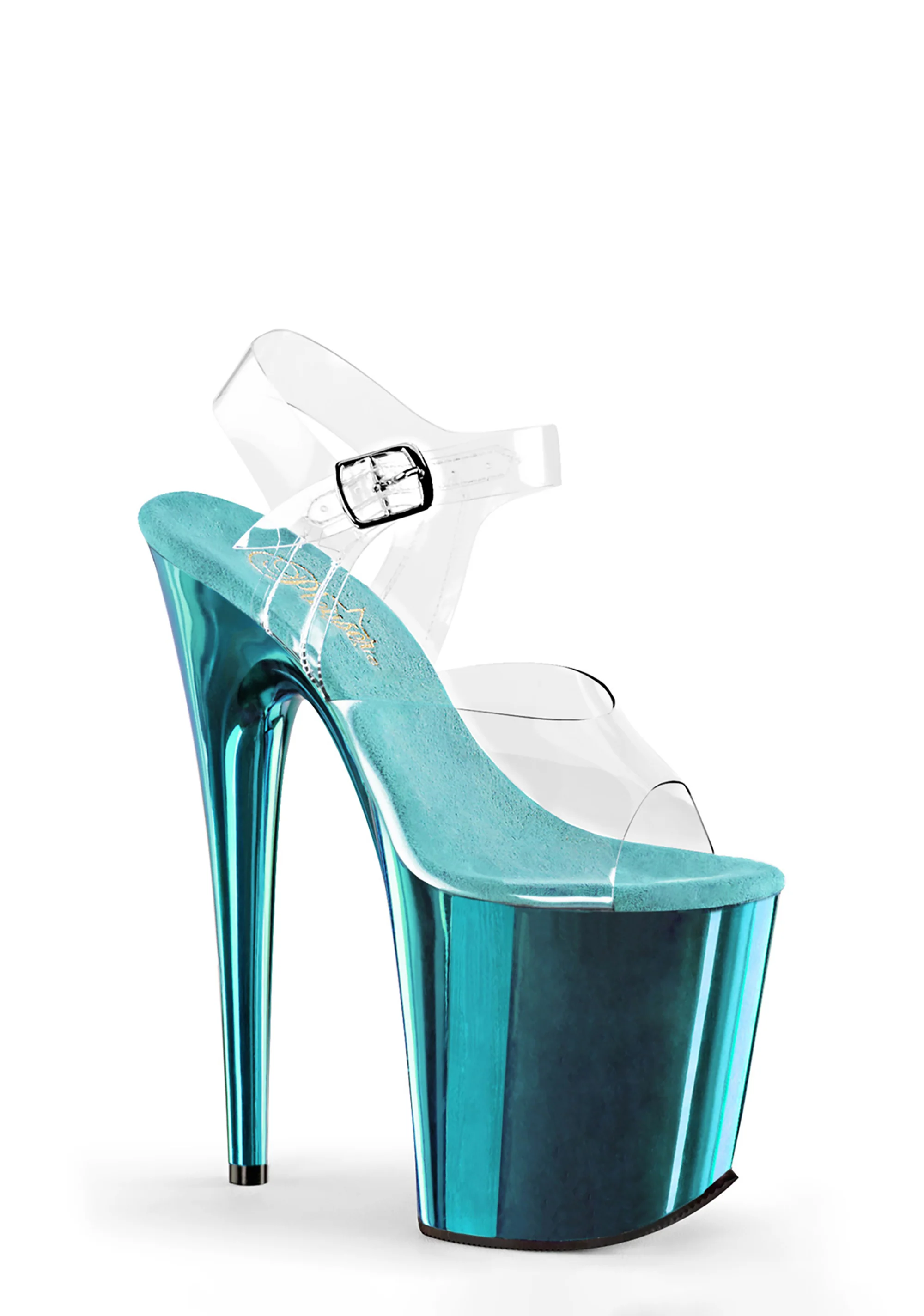 Flamingo-808 Platform Ankle Strap Sandals-Turquoise Chrome - Image 5